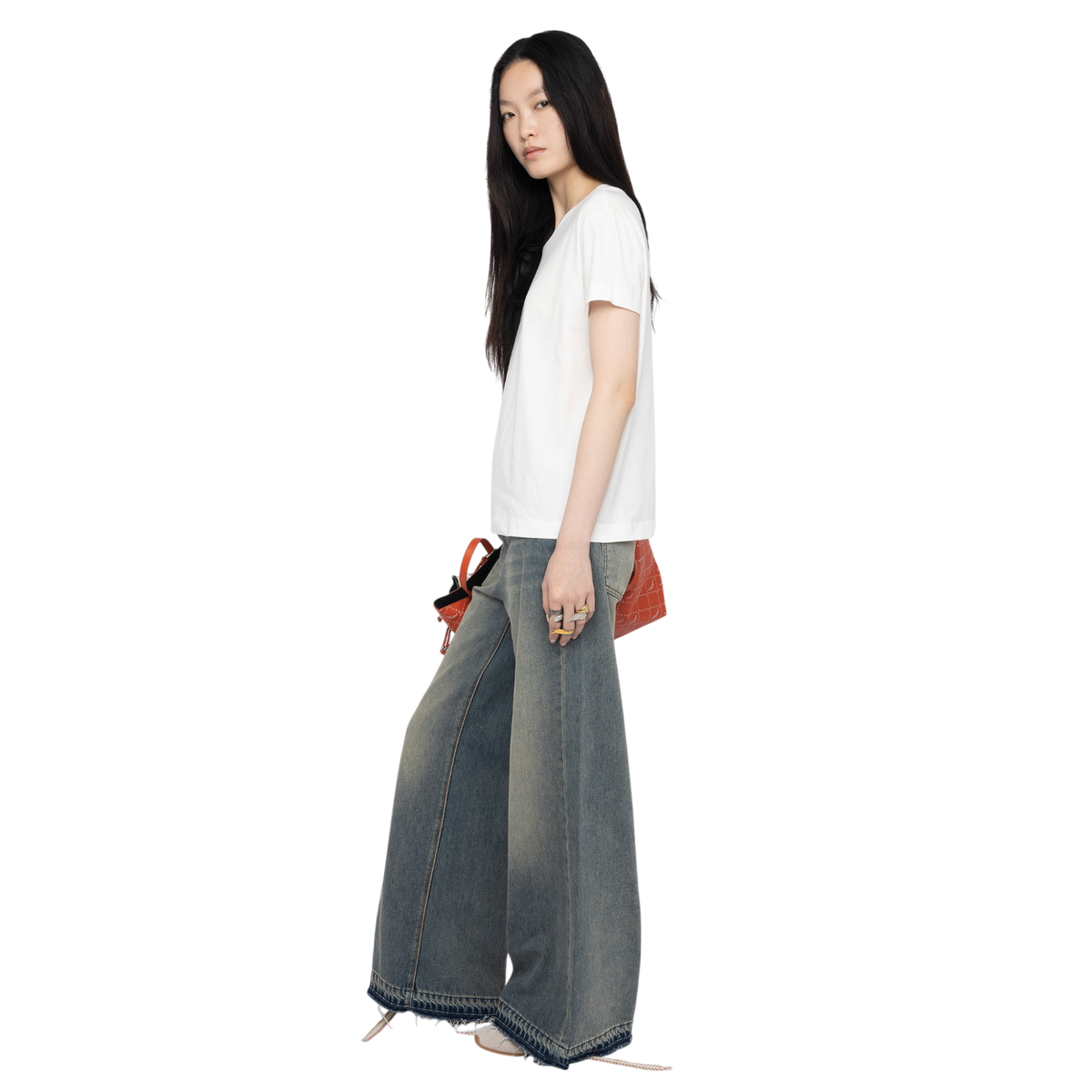 Suzan Pleated Wing-Brooch Cotton T-Shirt - Judo White