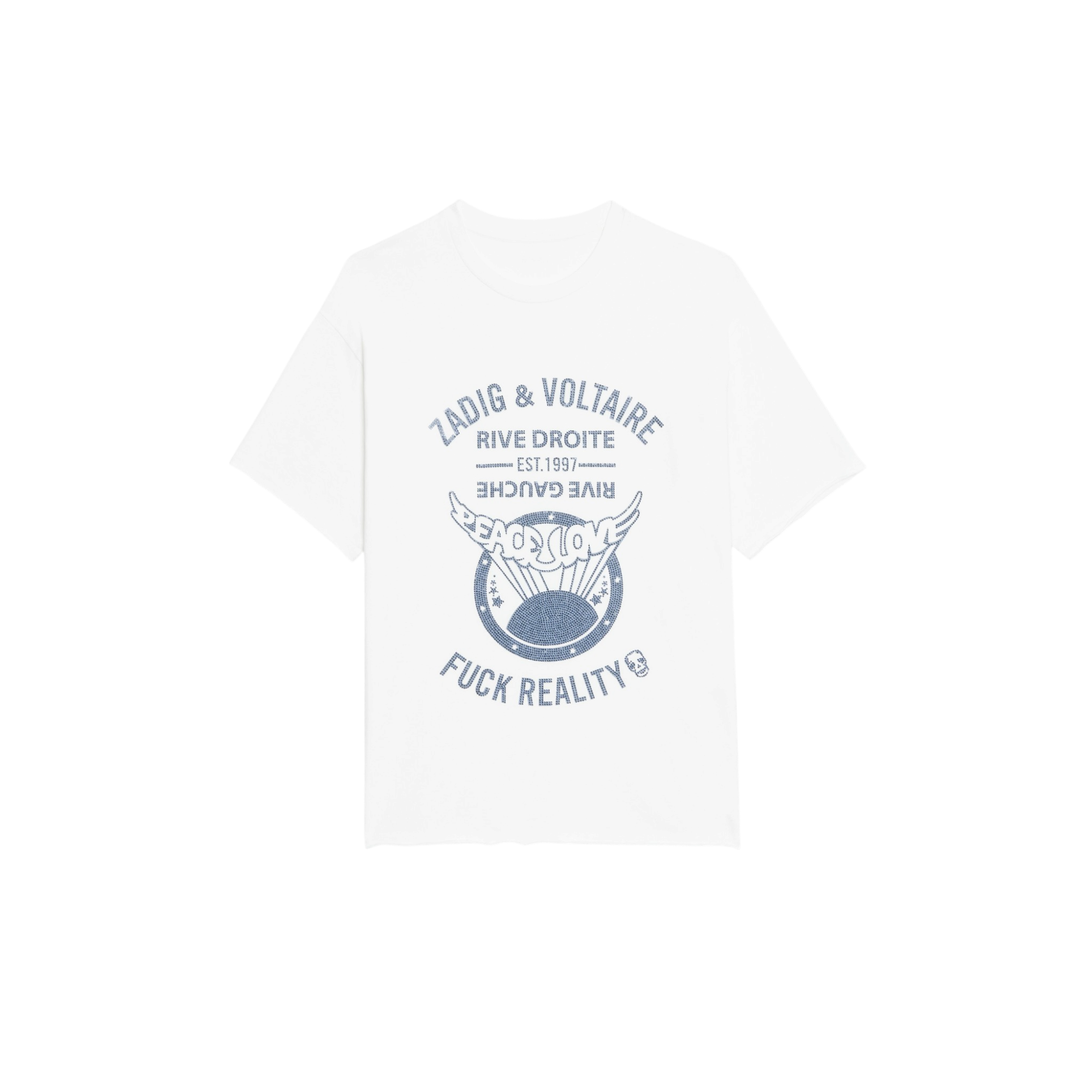 Berry Peace Crest Rhinestone Cotton T-Shirt - Judo White