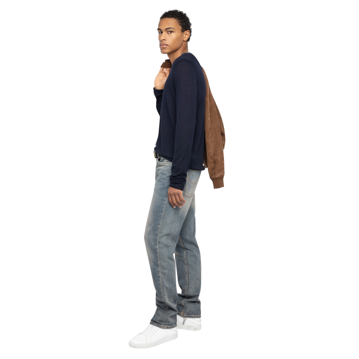 Monastir Revoltaire Cashmere Henley Jumper - Encre Blue