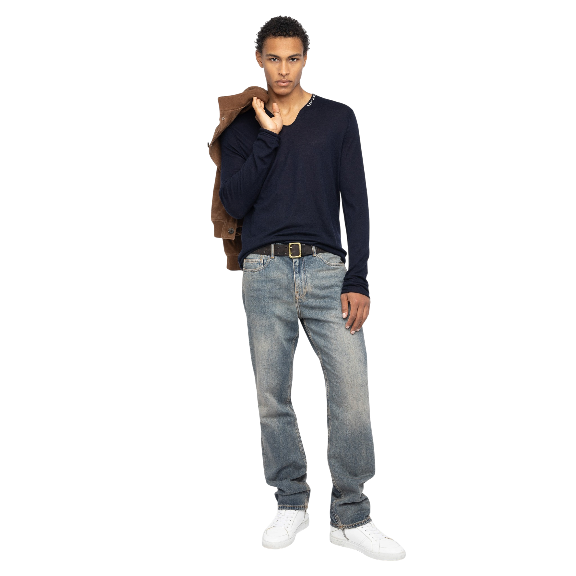 Monastir Revoltaire Cashmere Henley Jumper - Encre Blue