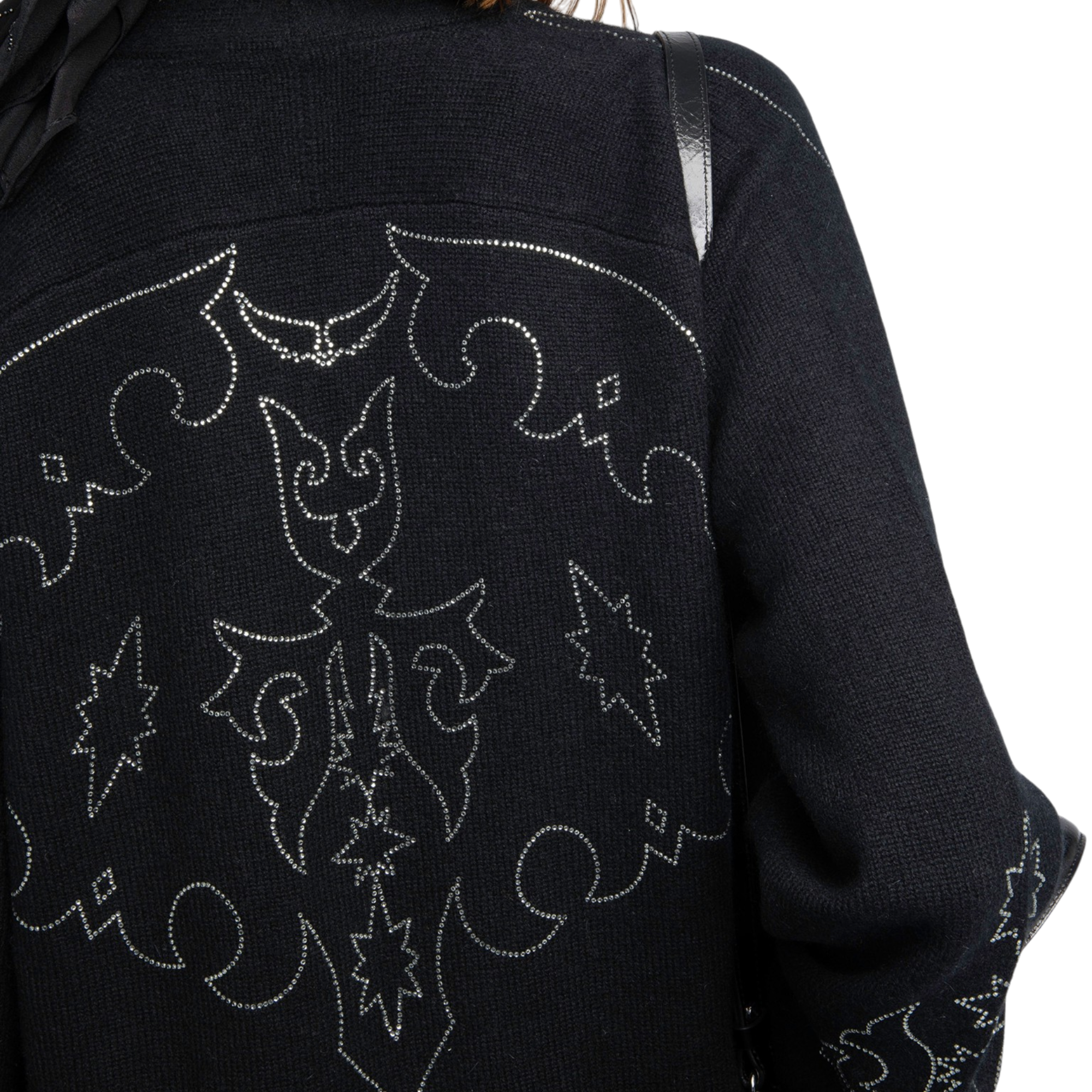 Salomy Western Rhinestone Cashmere Cardigan - Black