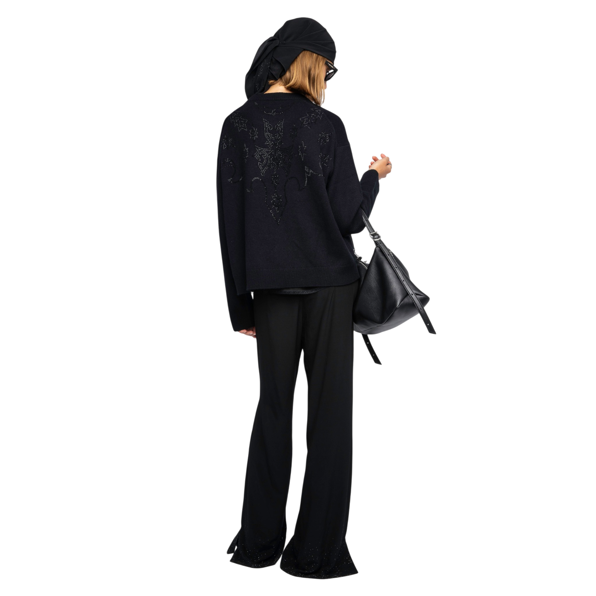 Markuz Western Rhinestone Cashmere Jumper - Black