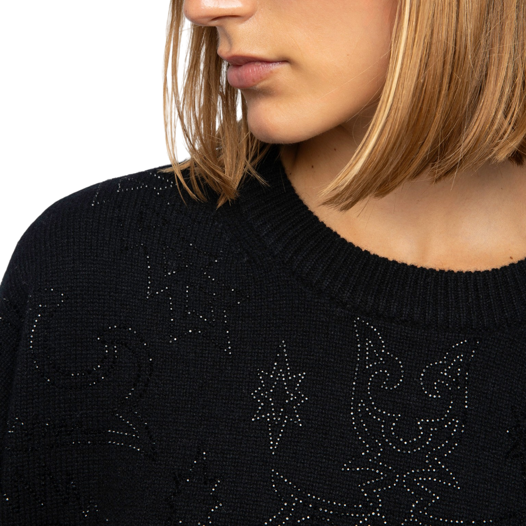 Markuz Western Rhinestone Cashmere Jumper - Black