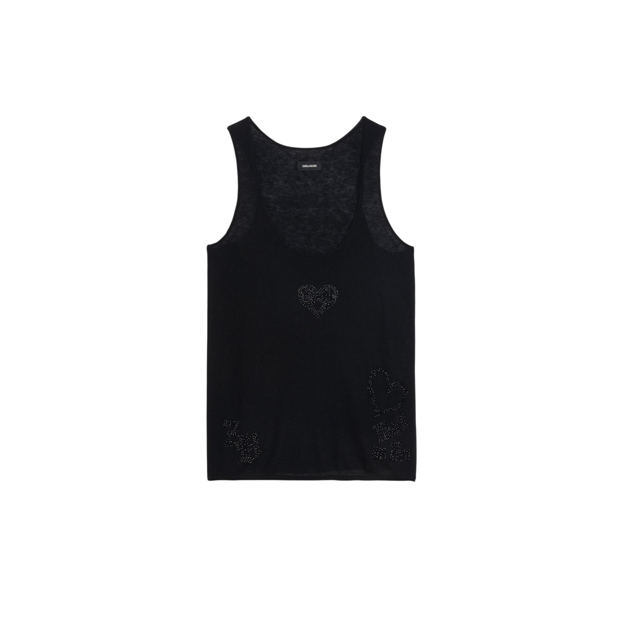 Lee Rhinestone Wings Cashmere Tank Top - Black