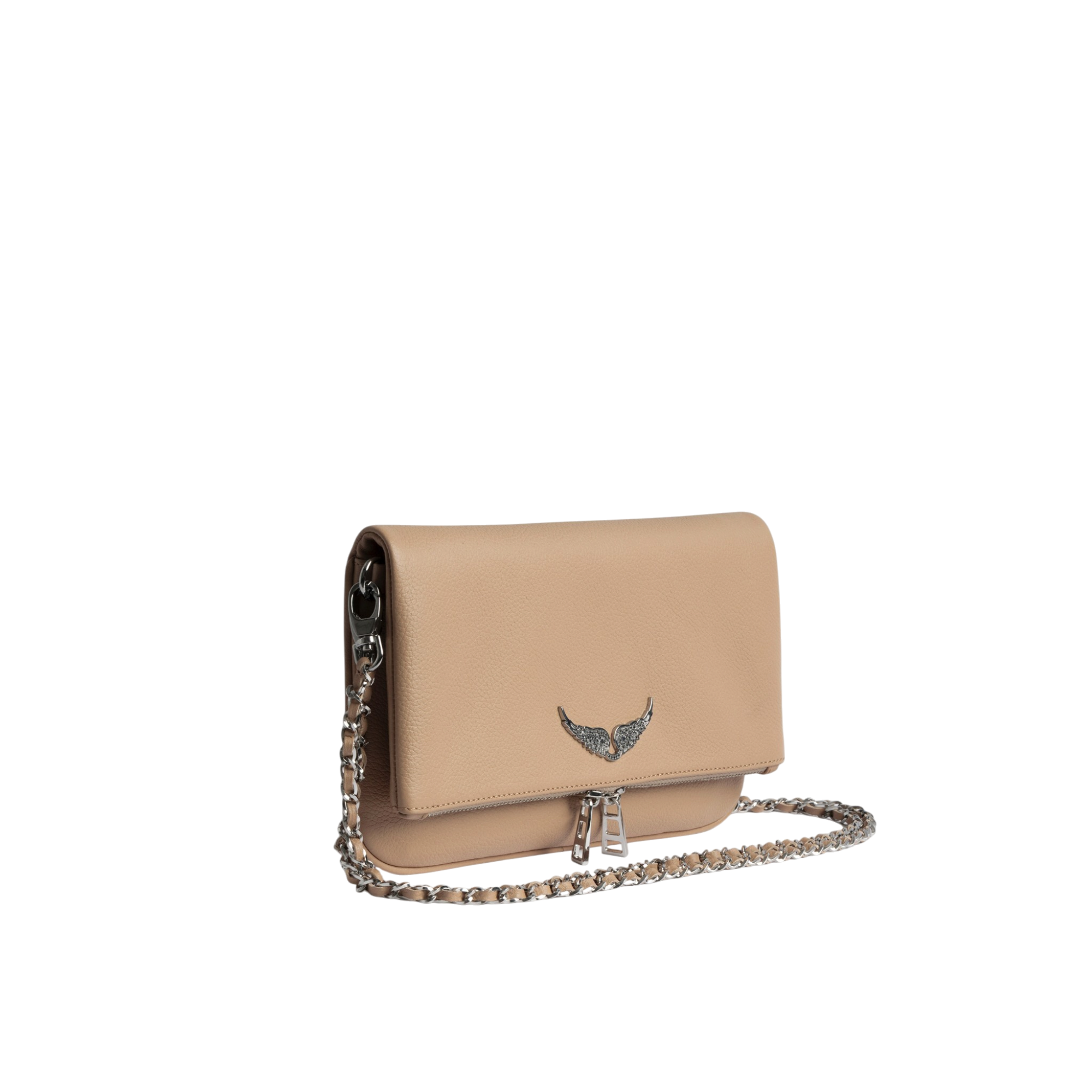 Rock Grained Leather Clutch - Clay