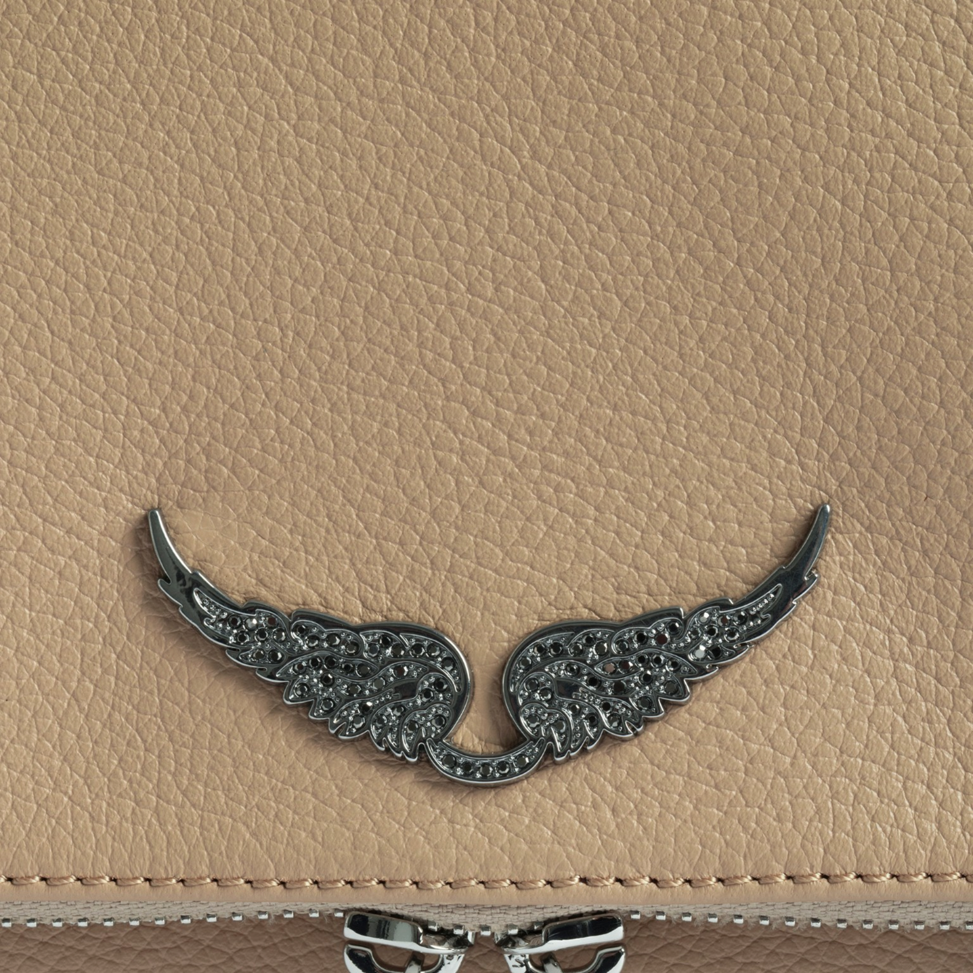 Rock Grained Leather Clutch - Clay