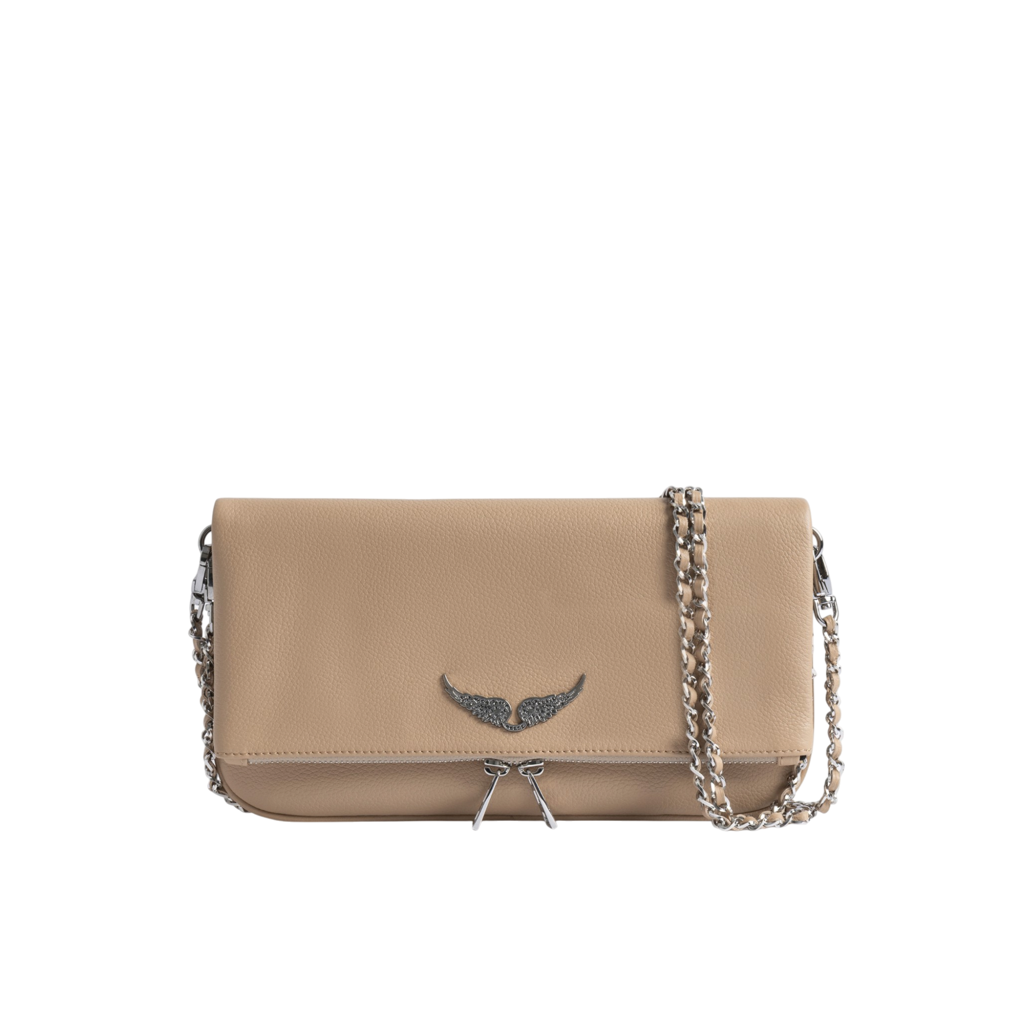Rock Grained Leather Clutch - Clay