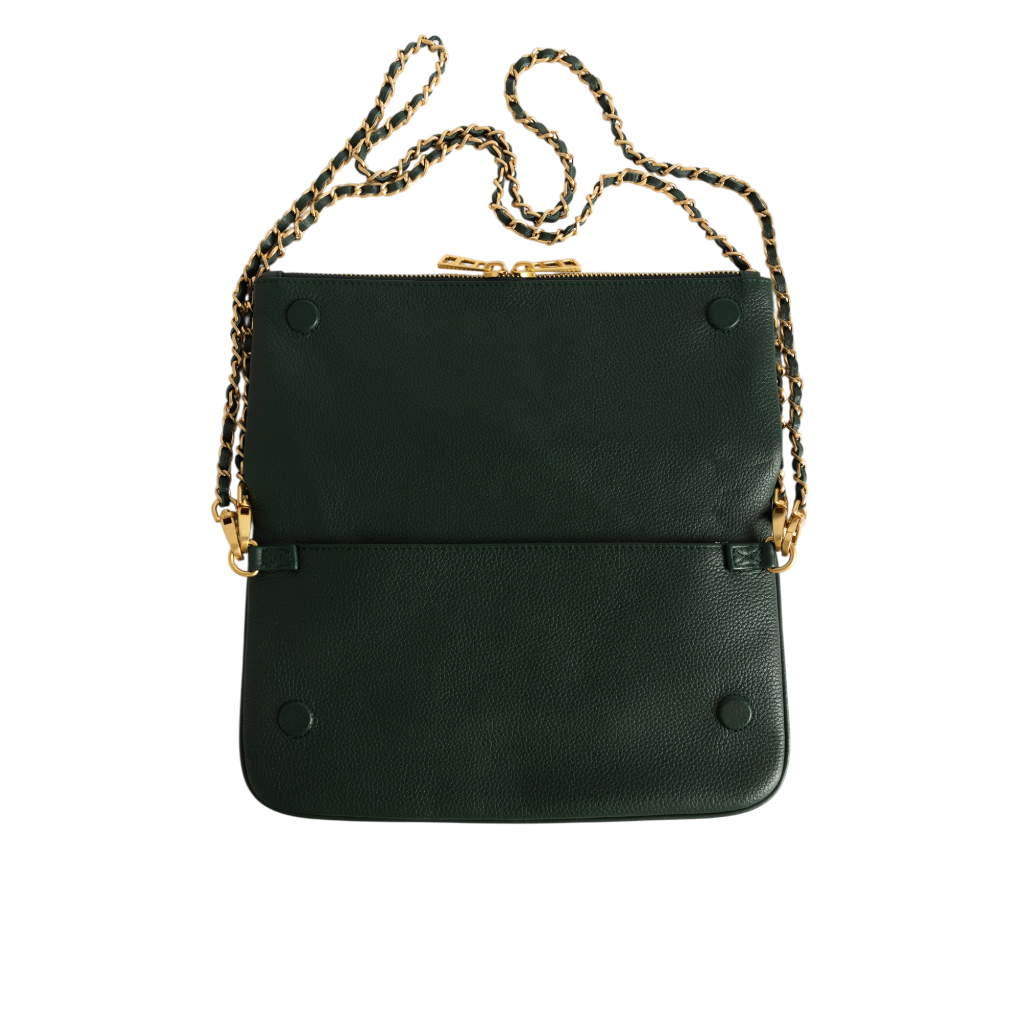 Rock Grained Leather Clutch - Emerald