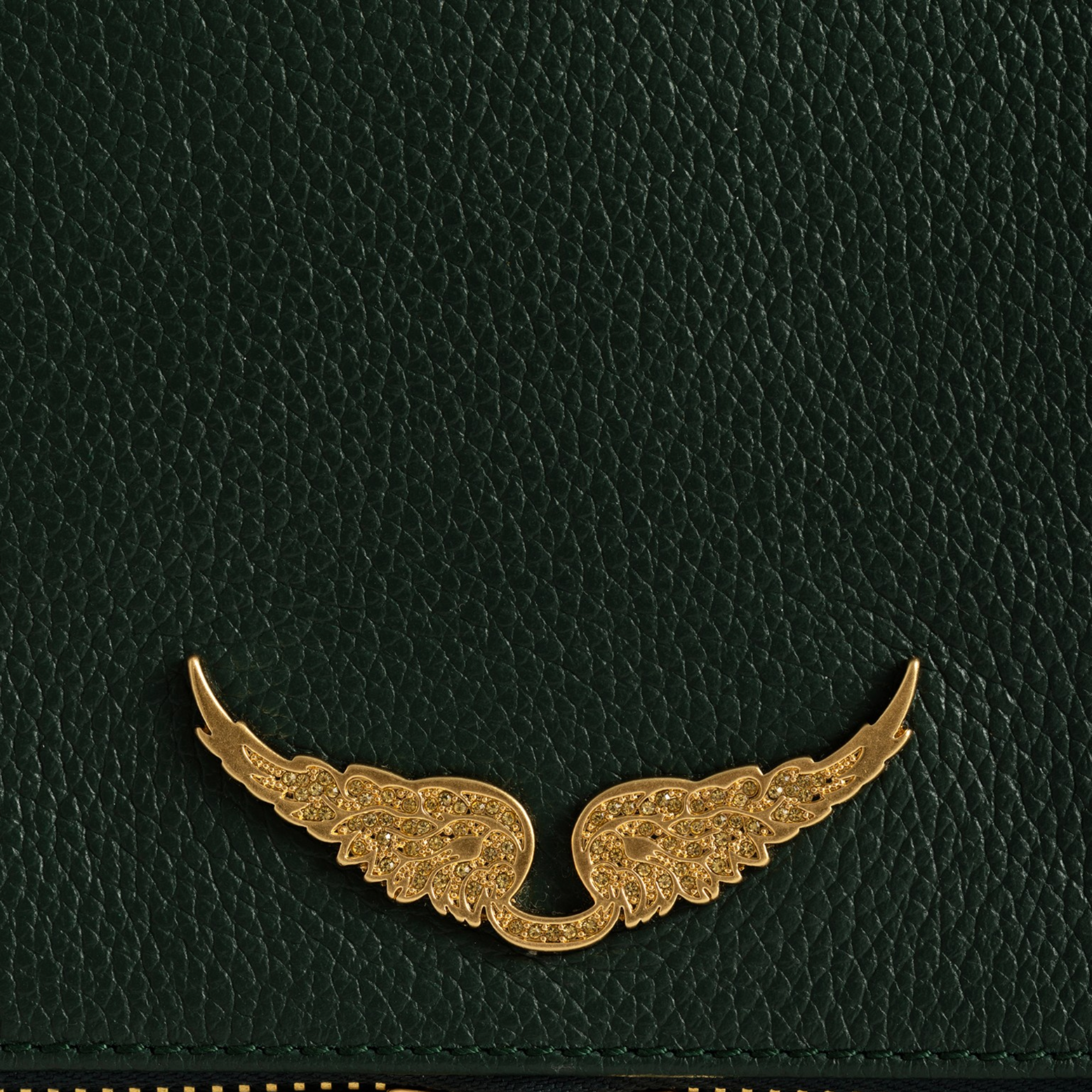 Rock Grained Leather Clutch - Emerald