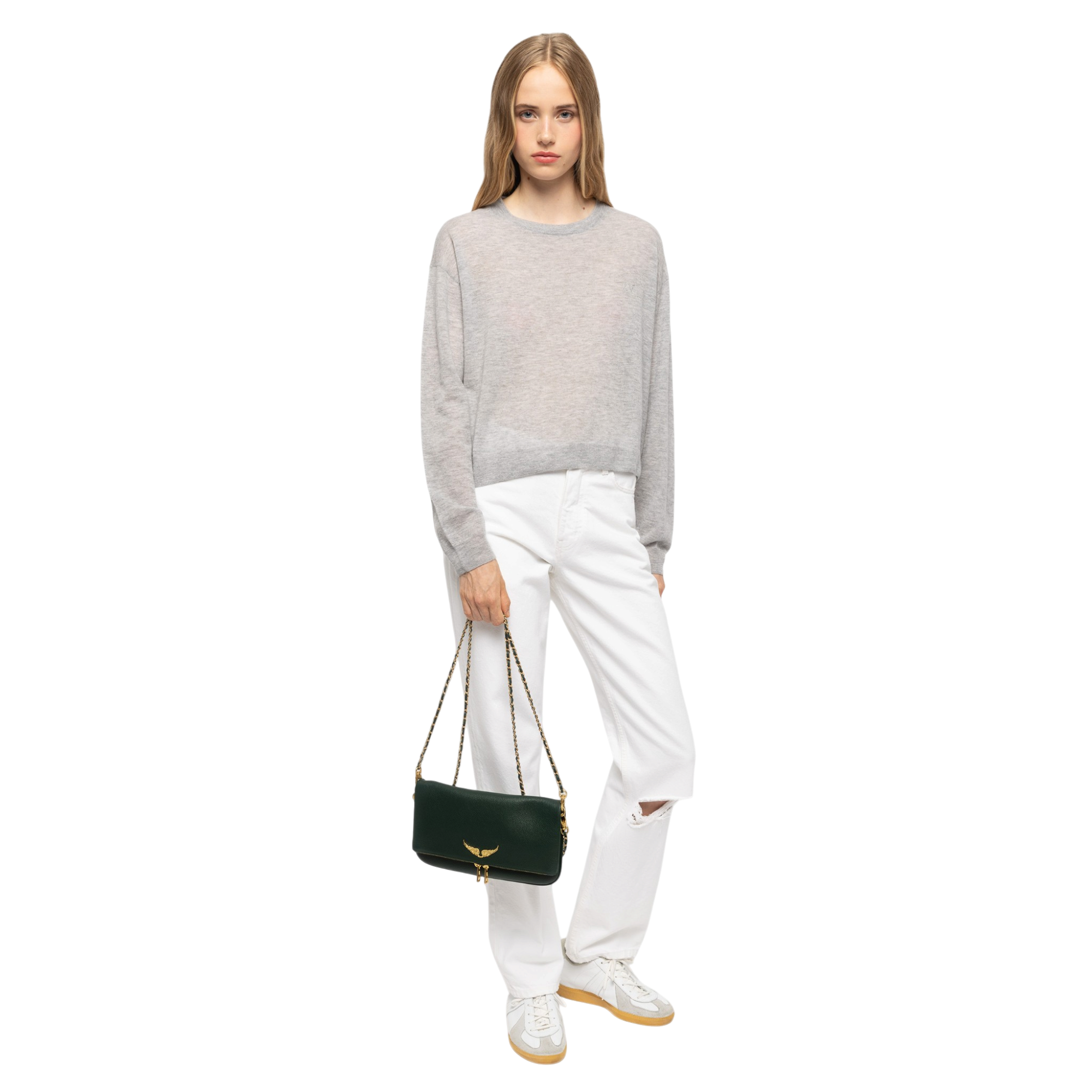 Rock Grained Leather Clutch - Emerald
