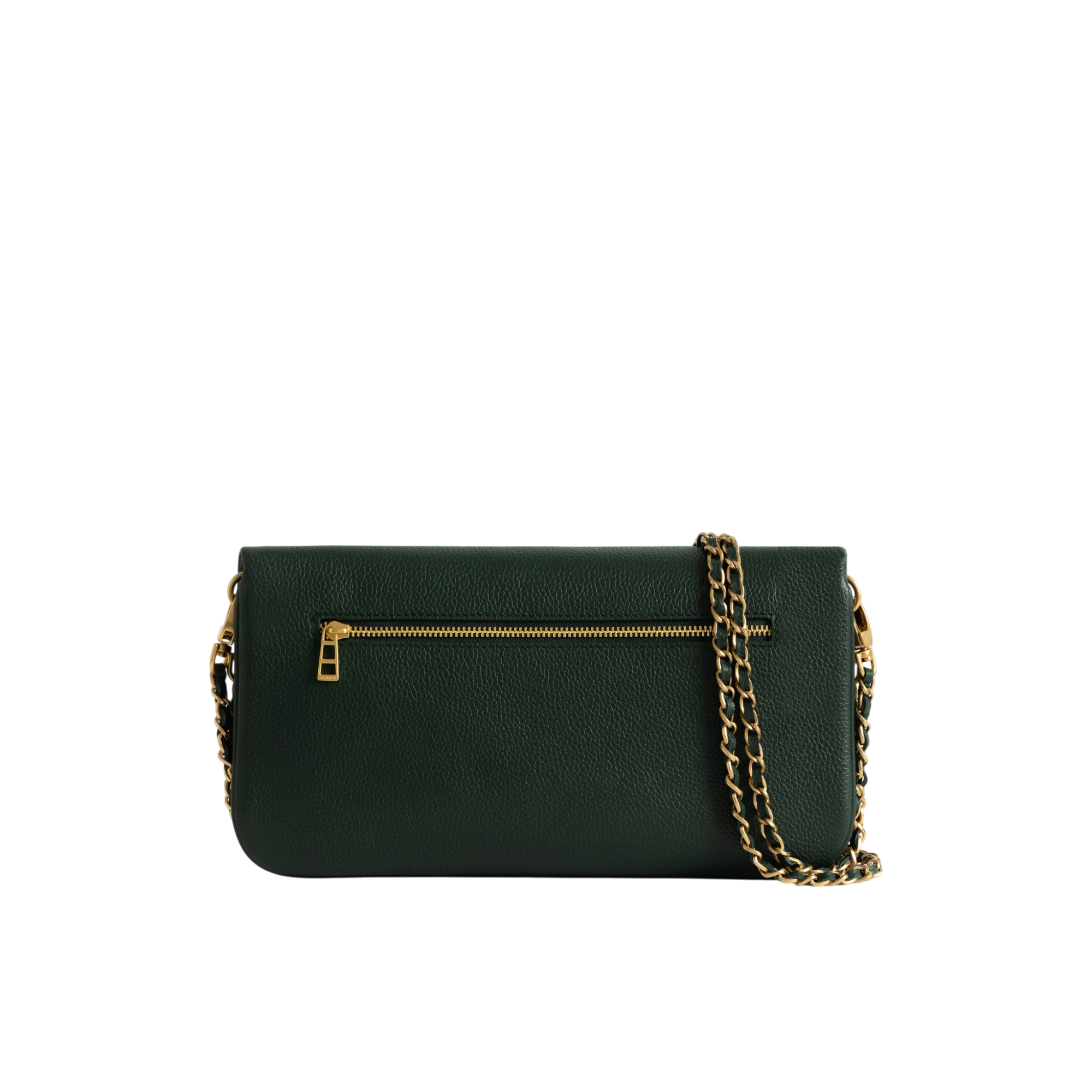 Rock Grained Leather Clutch - Emerald