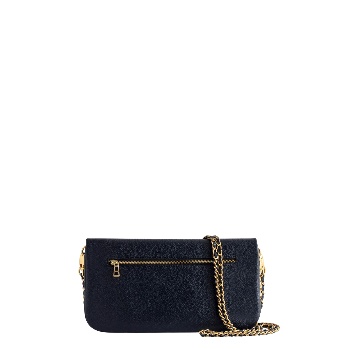 Rock Grained Leather Clutch - Ink