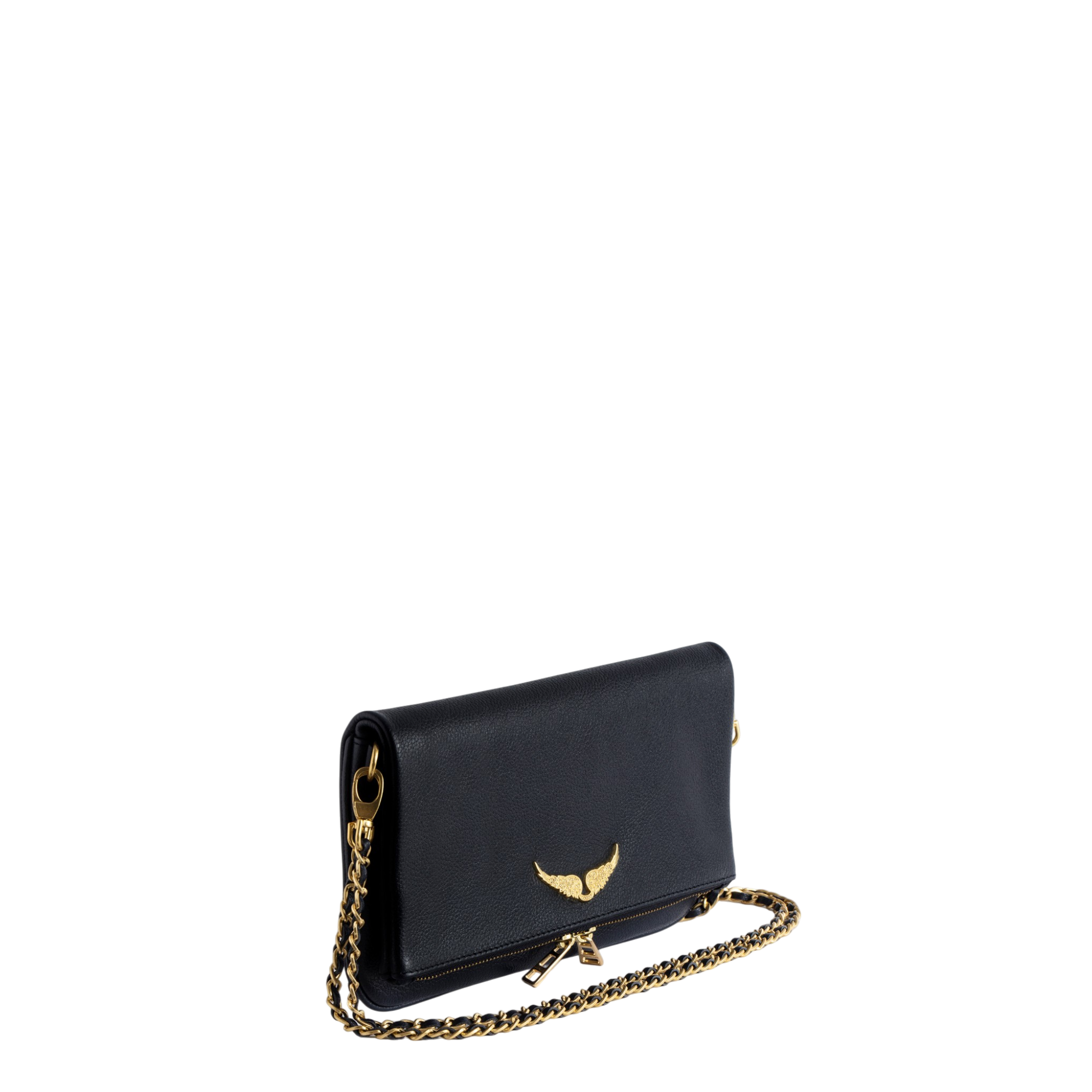 Rock Grained Leather Clutch - Ink