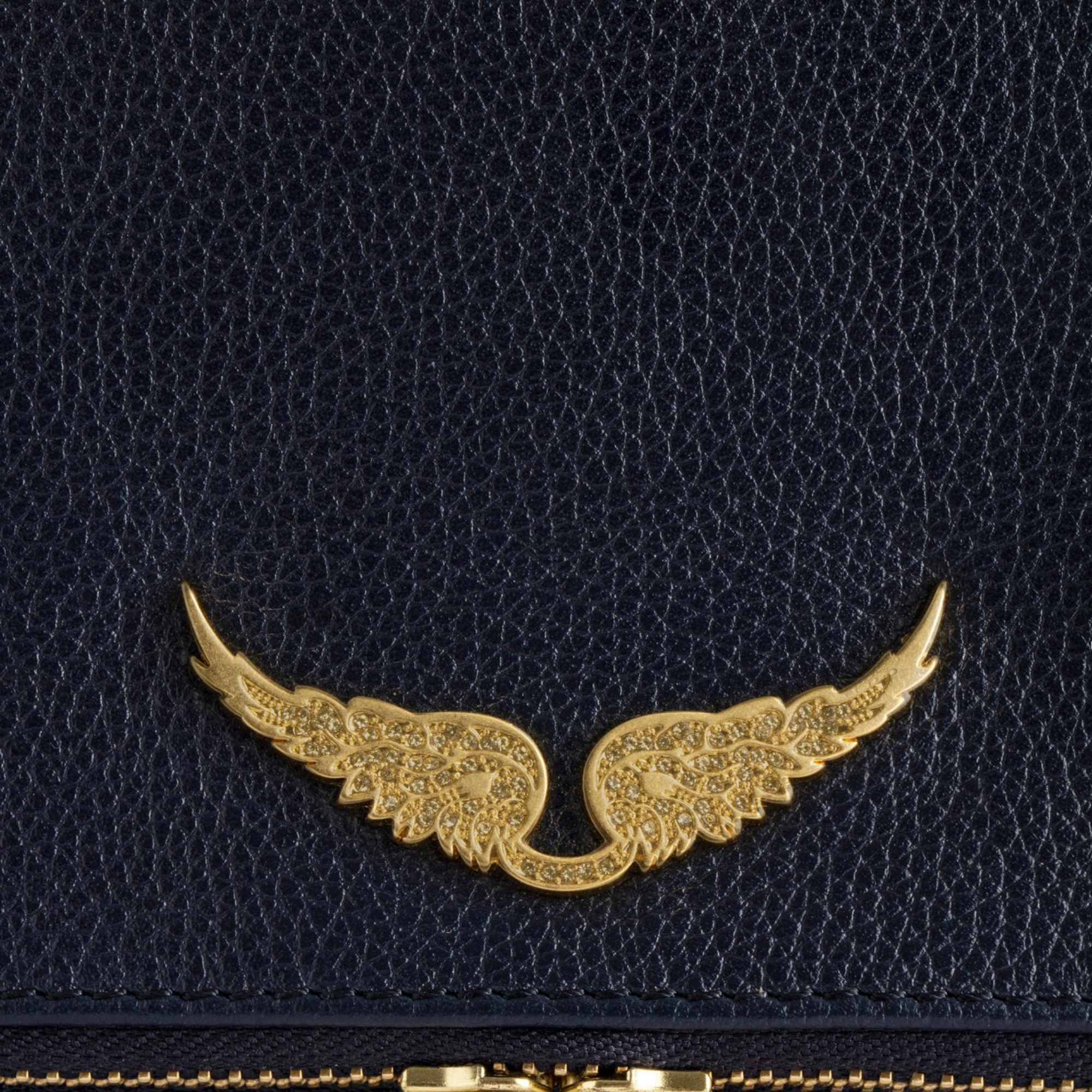 Rock Grained Leather Clutch - Ink