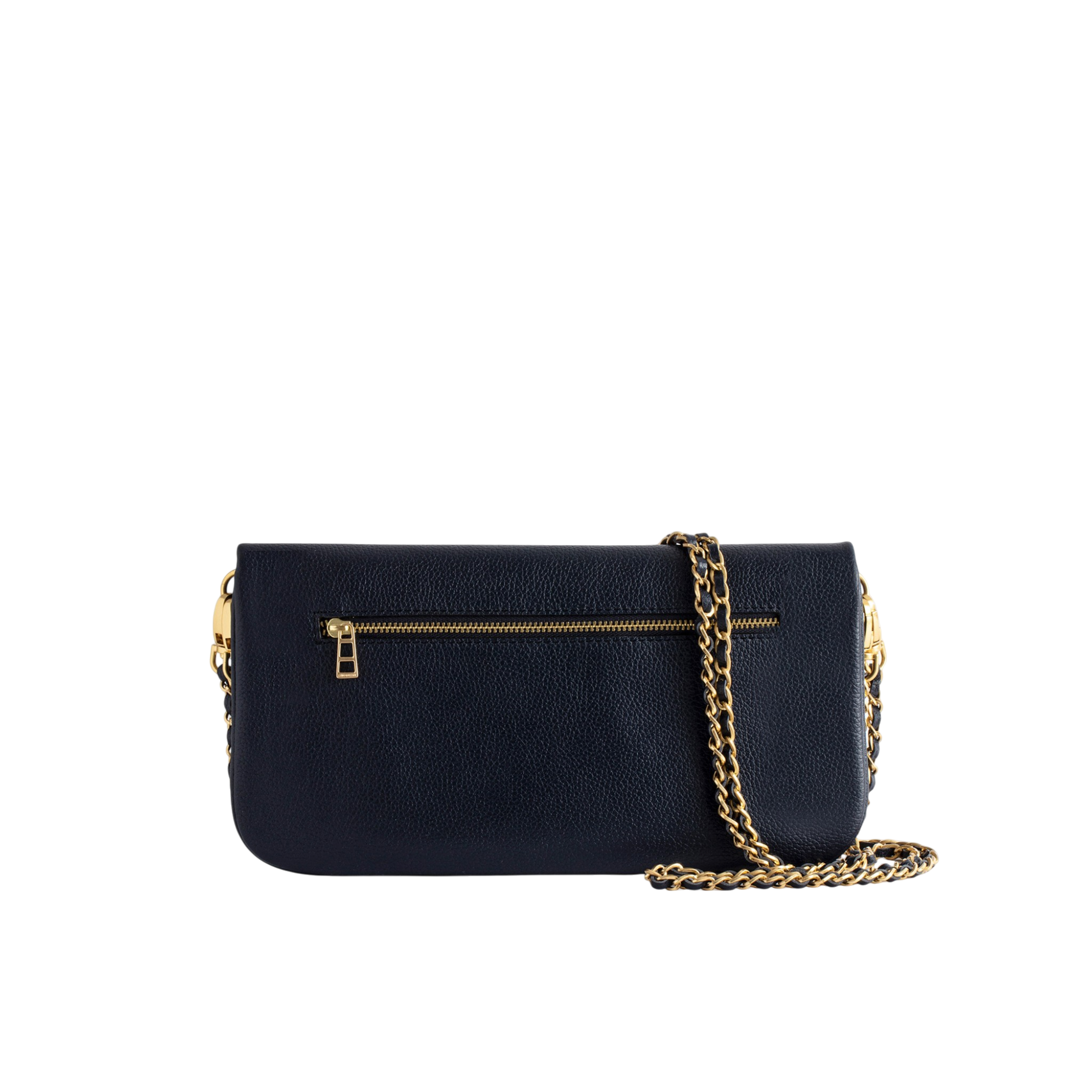 Rock Grained Leather Clutch - Ink