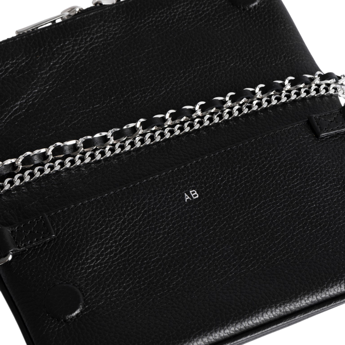 Rock Nano Grained Leather Mini Clutch - Black