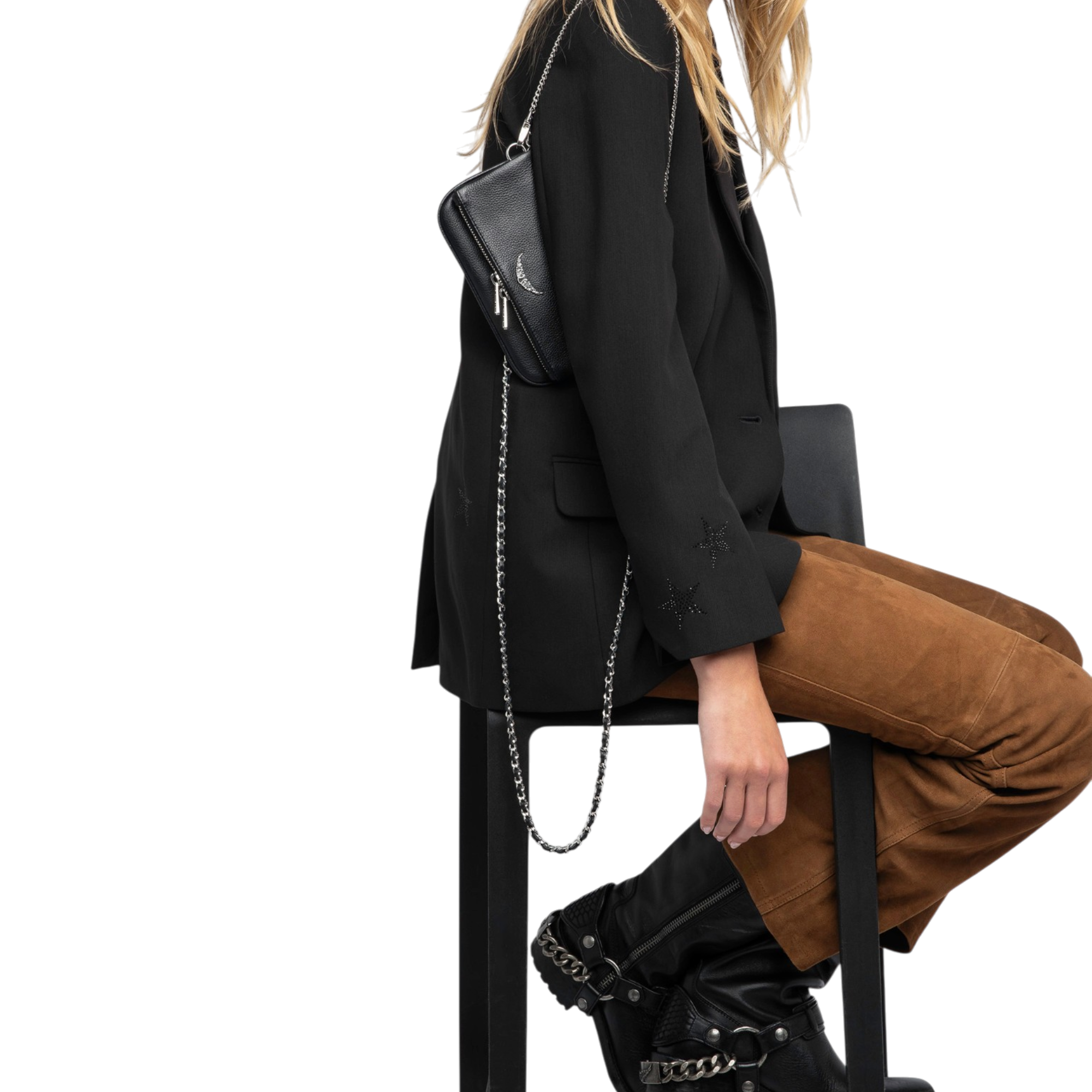 Rock Nano Grained Leather Mini Clutch - Black