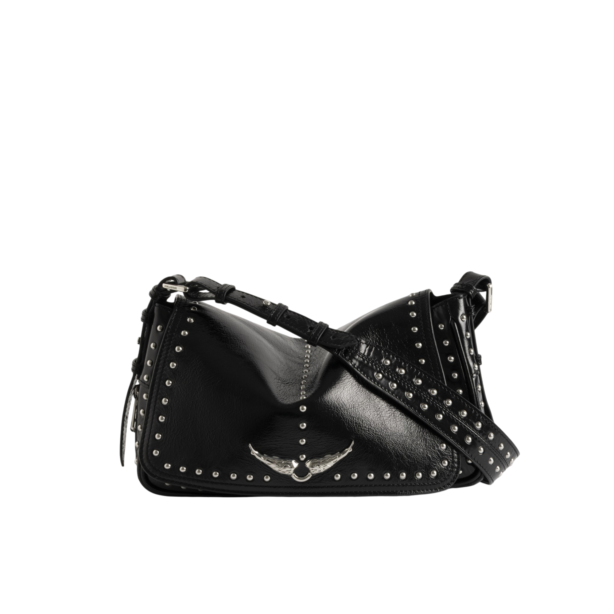 Le Zouzou Vintage Patent Studs Studded Leather Shoulder Bag - Black