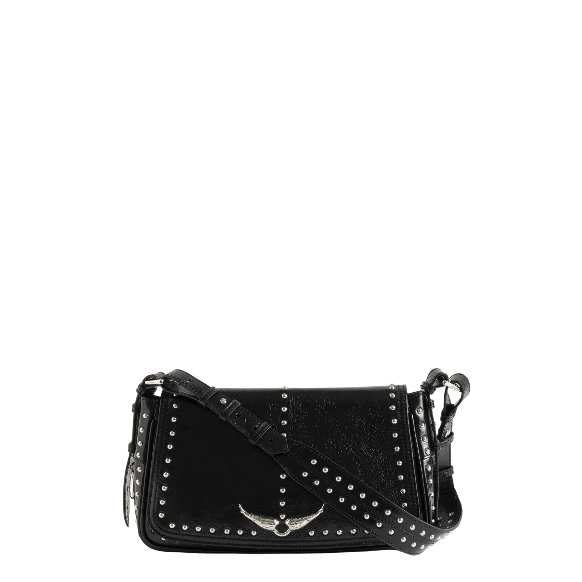 Le Zouzou Vintage Patent Studs Studded Leather Shoulder Bag - Black