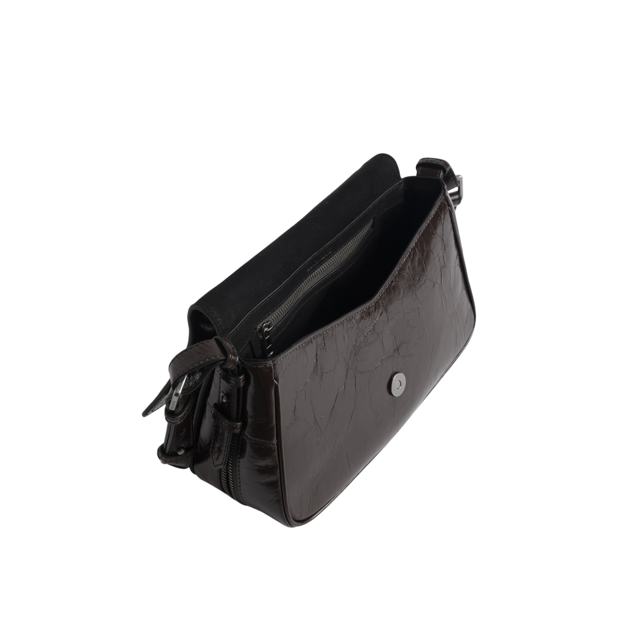 Le Zouzou Vintage Patent Leather Shoulder Bag - Brownie