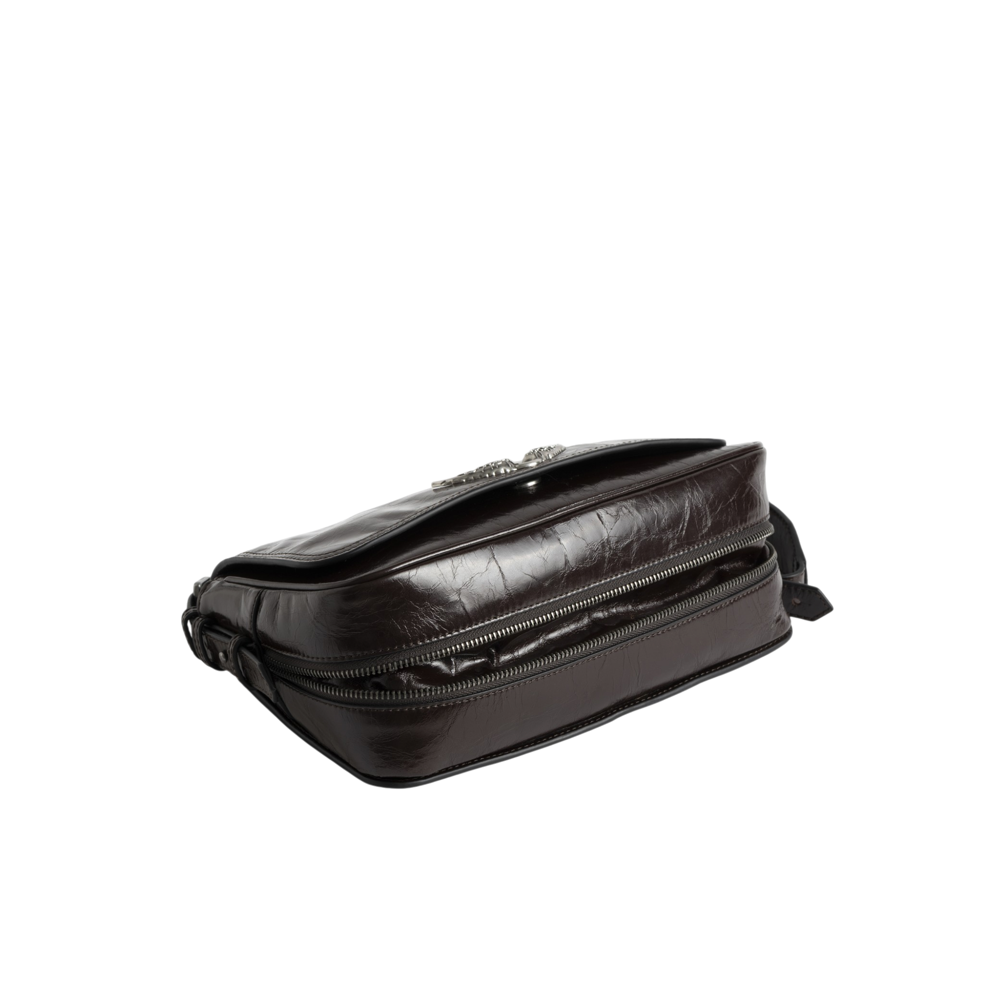 Le Zouzou Vintage Patent Leather Shoulder Bag - Brownie