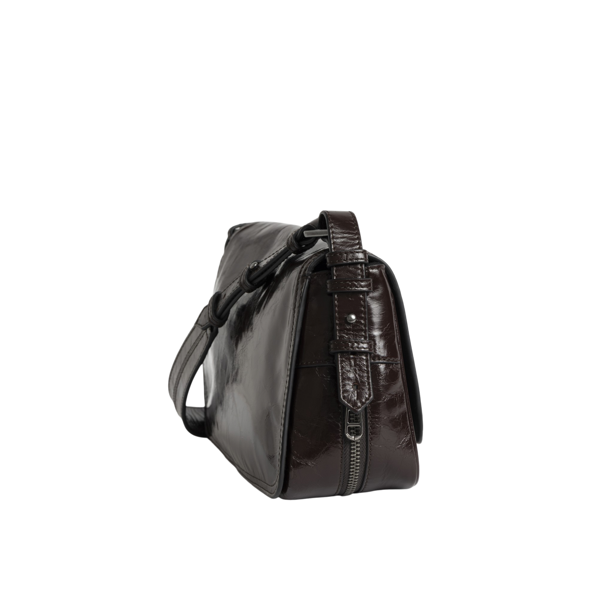 Le Zouzou Vintage Patent Leather Shoulder Bag - Brownie