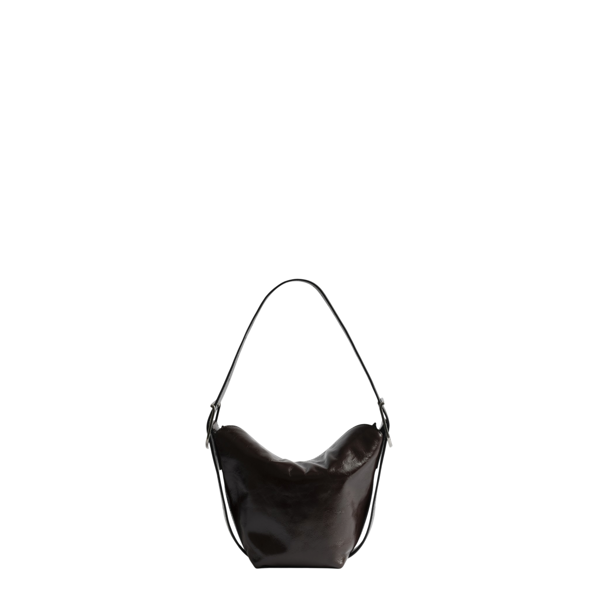 Baby Jane Vintage Patent Compact Patent Leather Shoulder Bag - Brownie