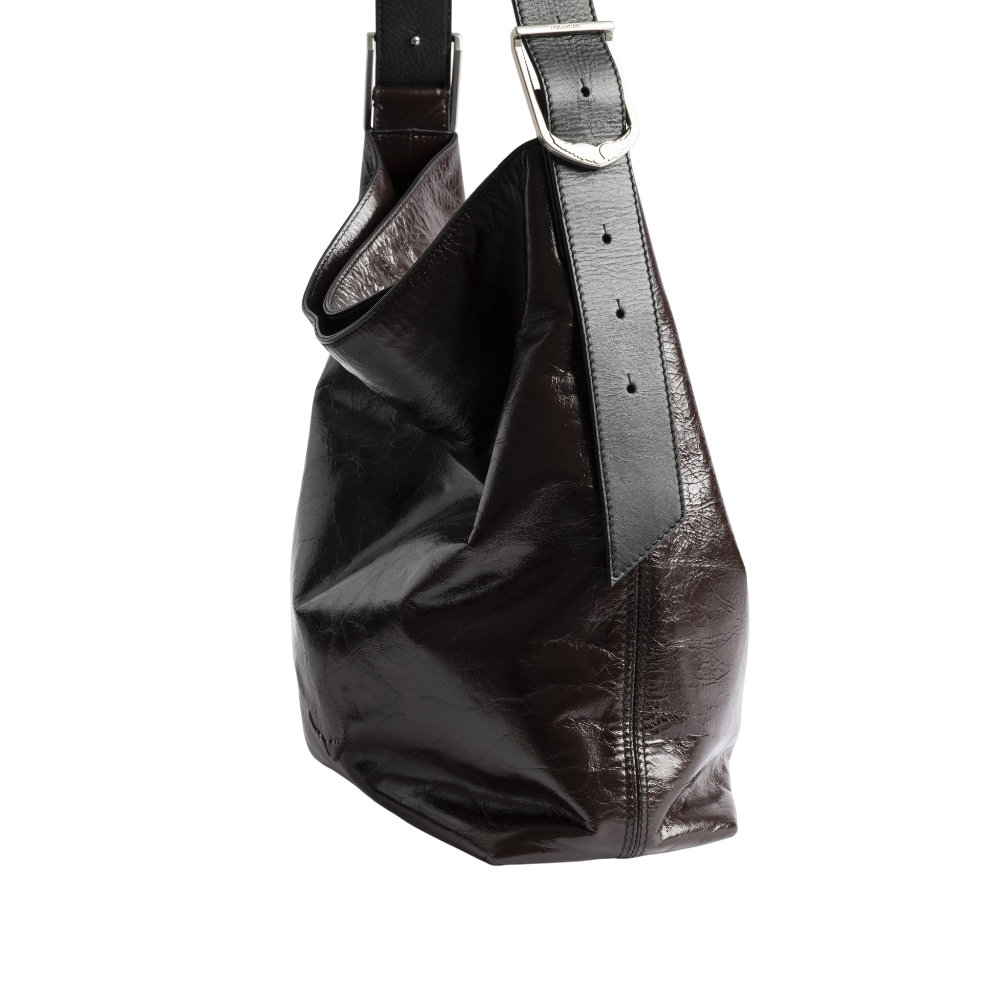 Jane Hobo Vintage Patent Leather Hobo Bag - Brownie