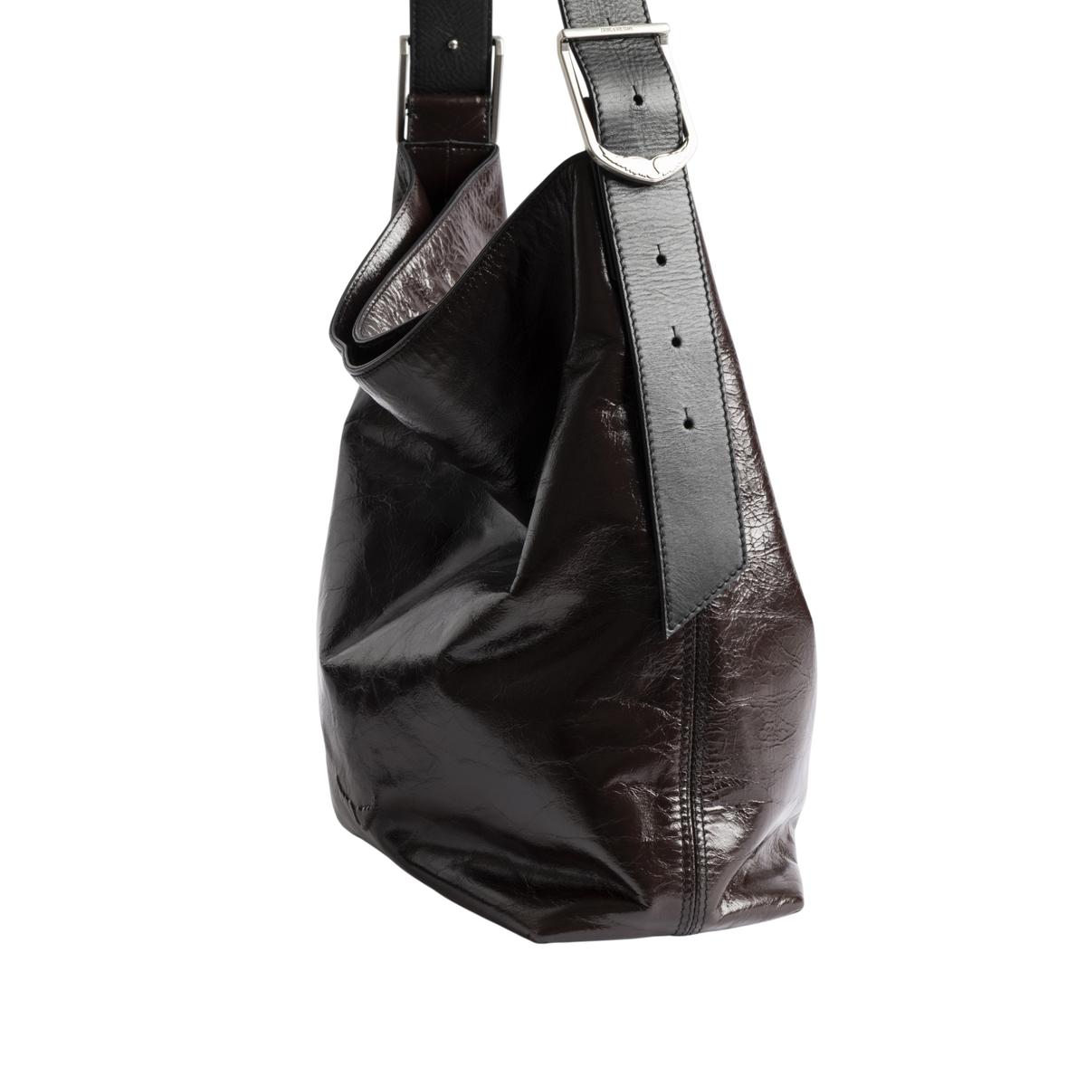 Jane Hobo Vintage Patent Leather Hobo Bag - Brownie