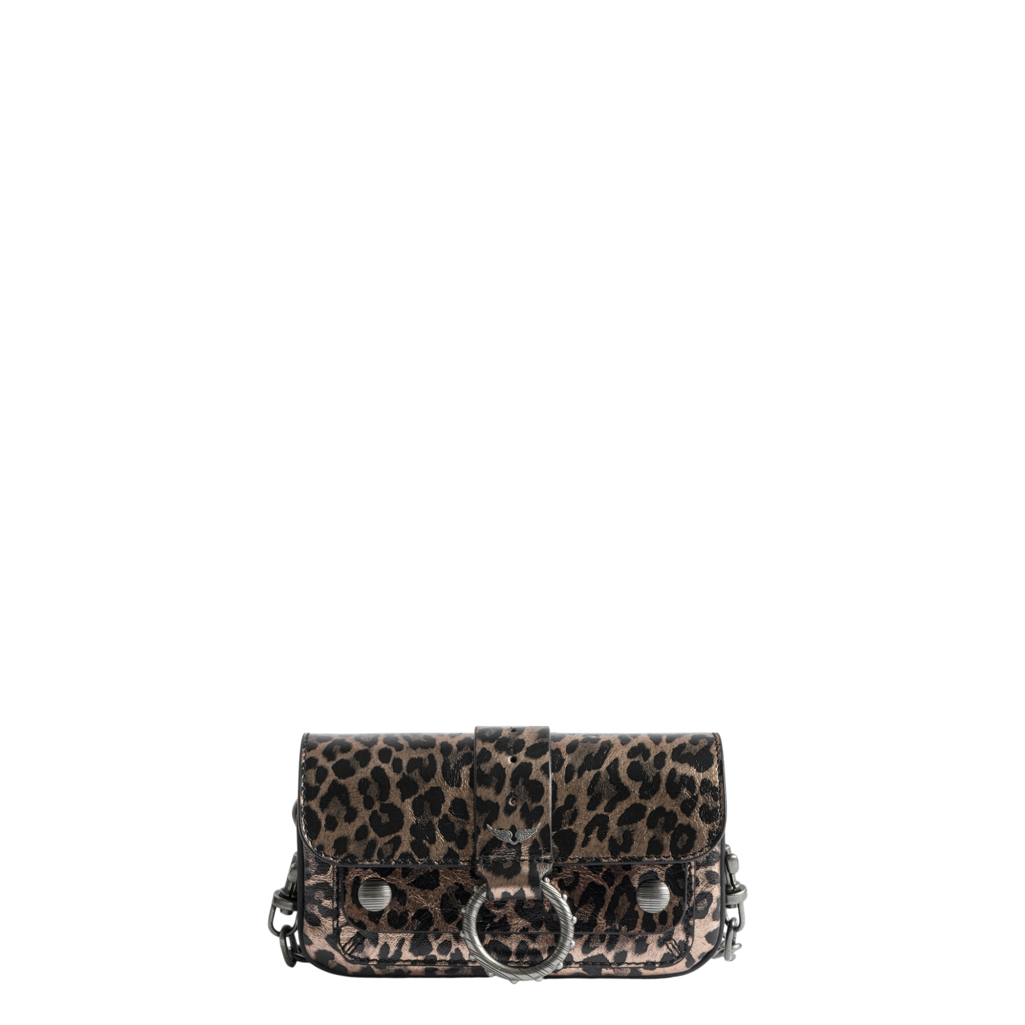 Kate Wallet Metal Leopard Mini Bag - Silver