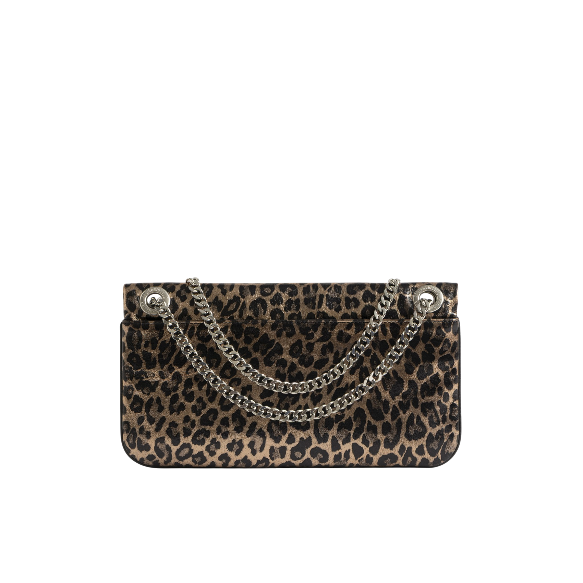 Rock II Metal Leopard Leather Clutch - Silver
