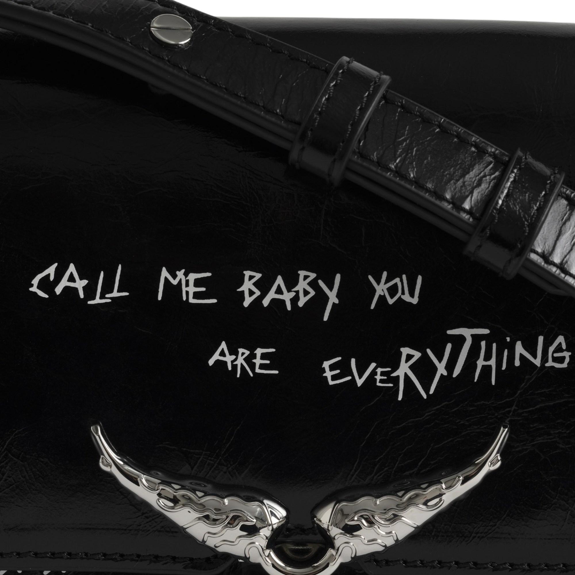 Le Zazi Vintage Graffiti Leather Bag - Black