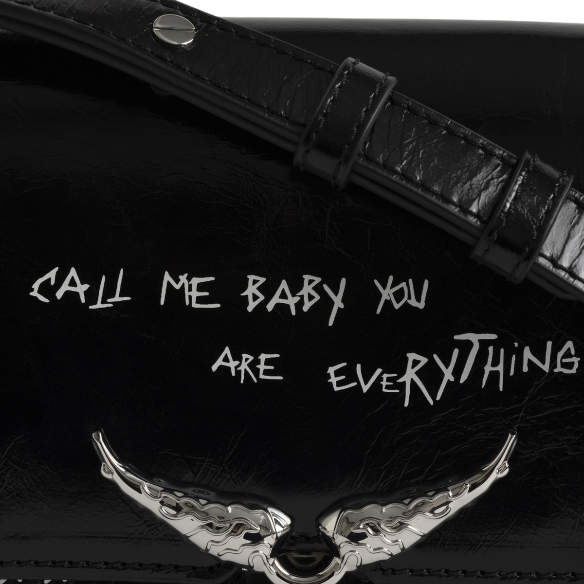 Le Zazi Vintage Graffiti Leather Bag - Black