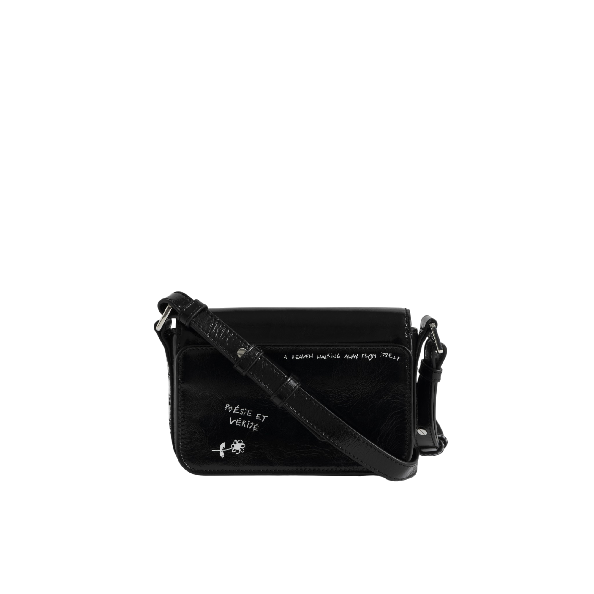 Le Zazi Vintage Graffiti Leather Bag - Black