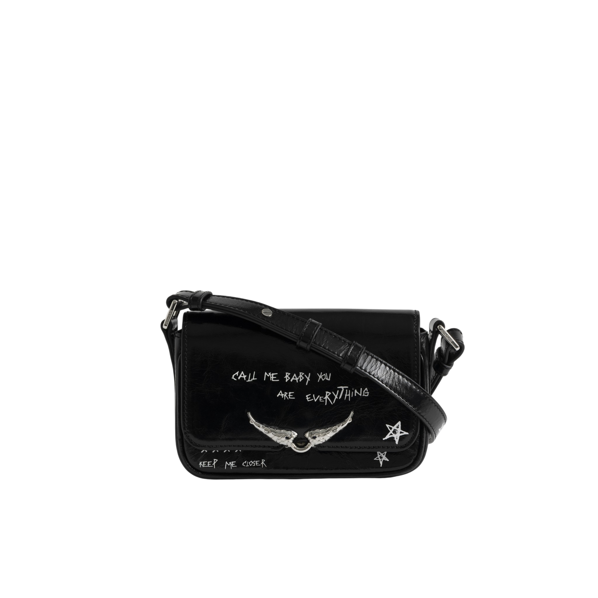Le Zazi Vintage Graffiti Leather Bag - Black