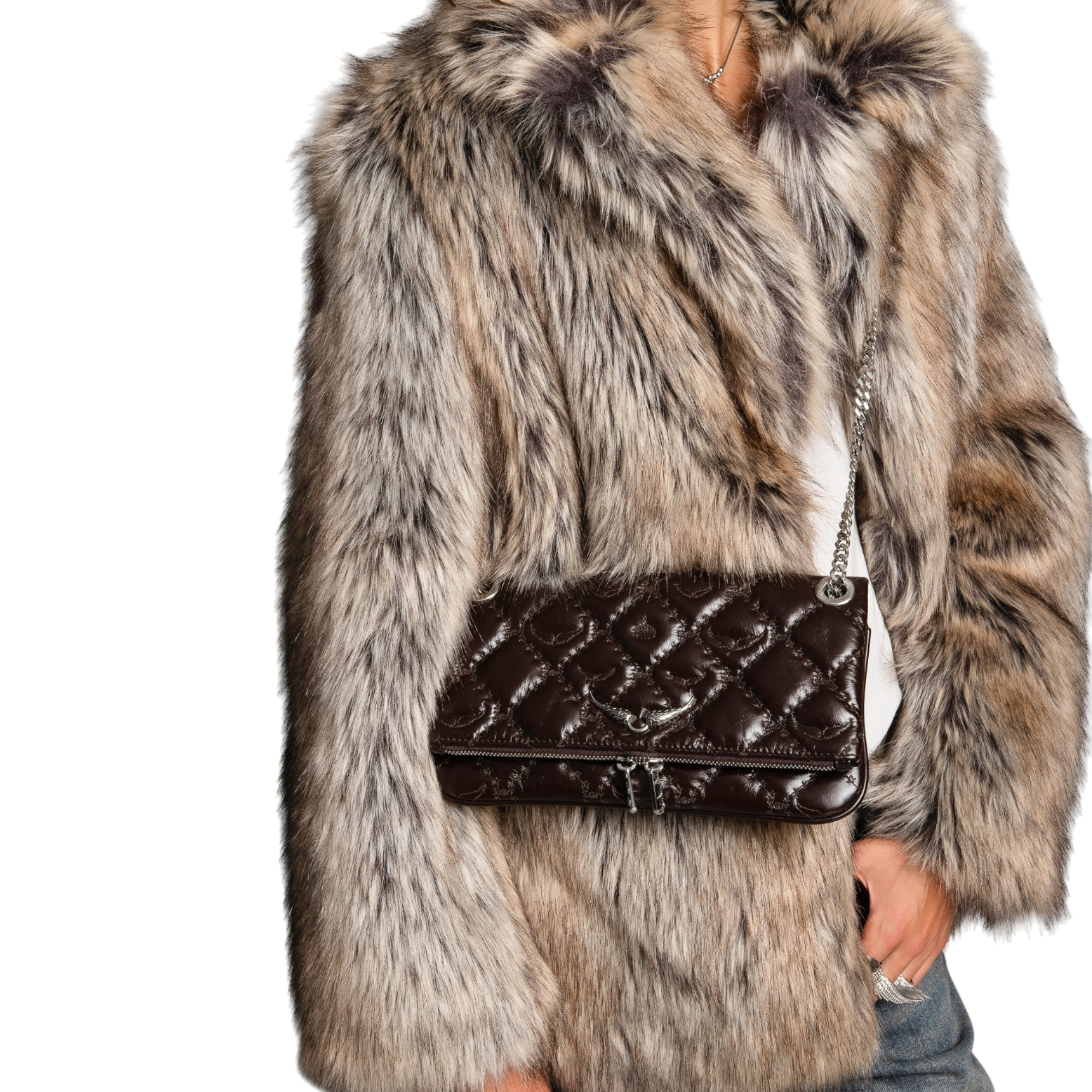 Rock II Vintage Monogram Leather Clutch - Brownie