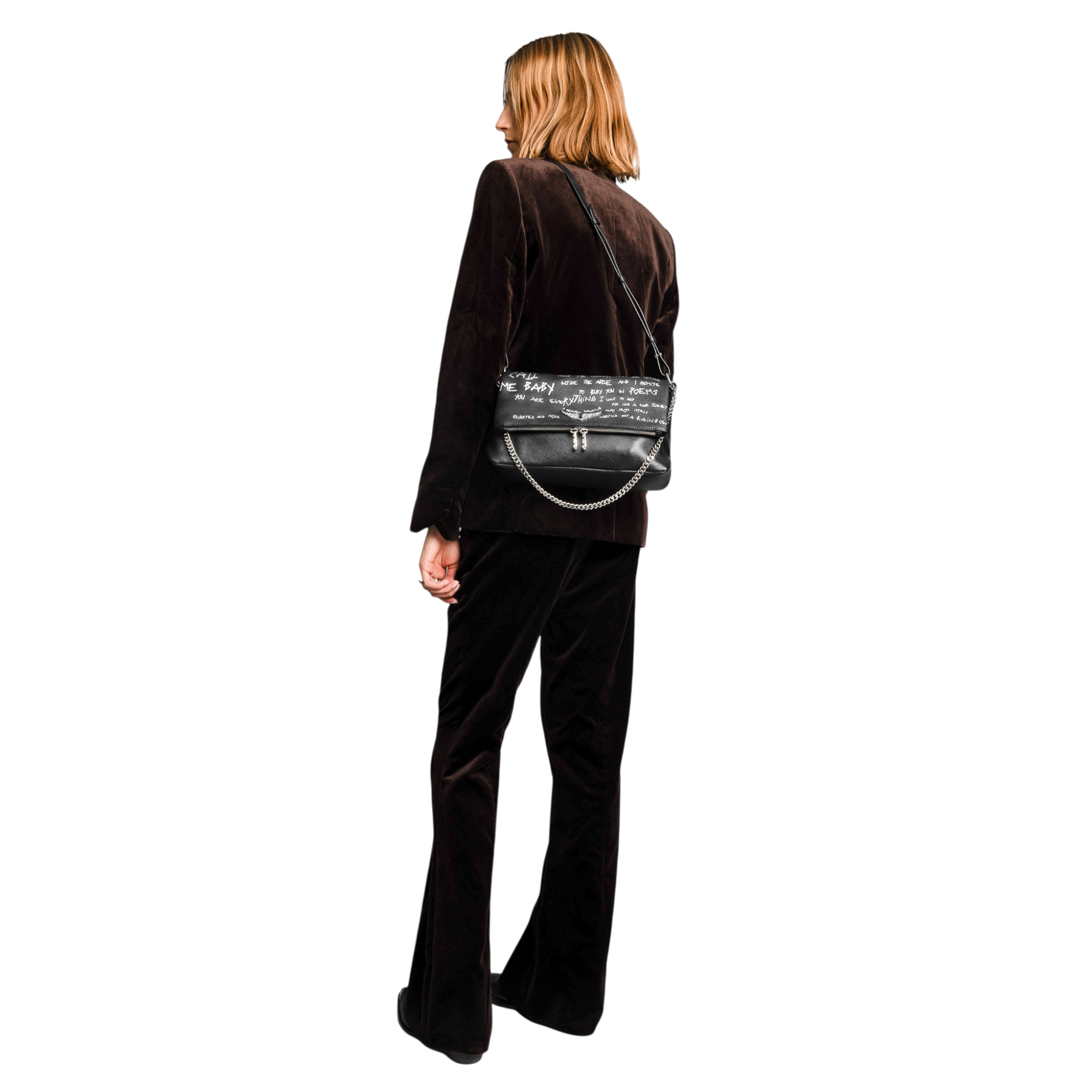 Rocky II Graffiti Grained Leather Bag - Black