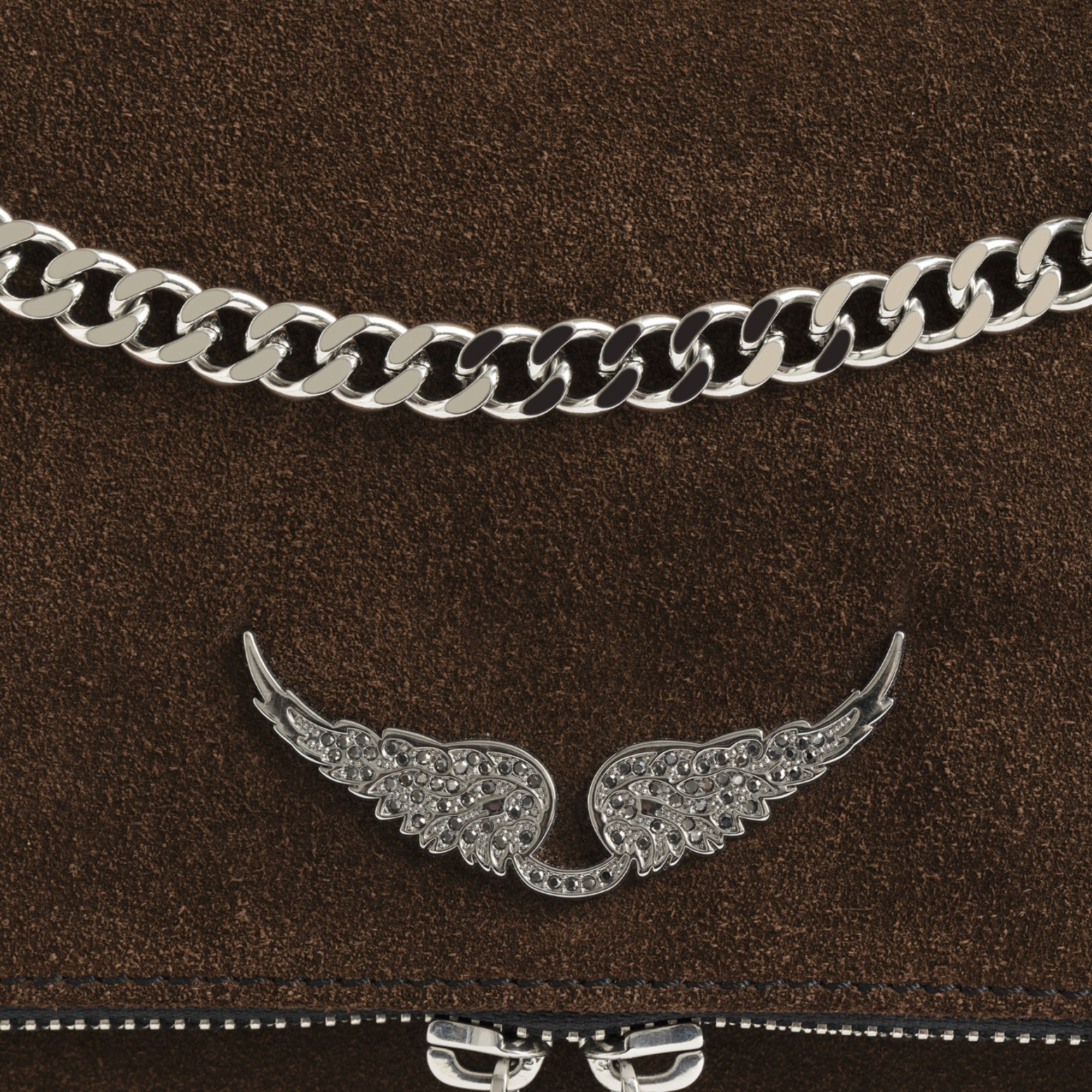 Rock II Suede Leather Clutch - Wood Brown