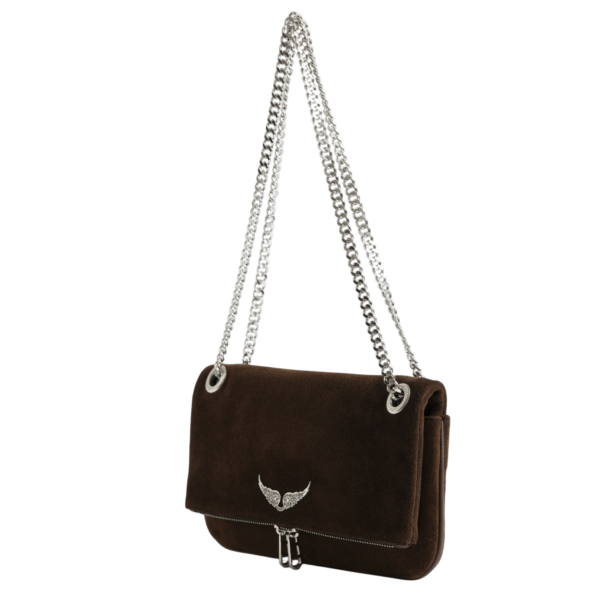 Rock II Suede Leather Clutch - Wood Brown