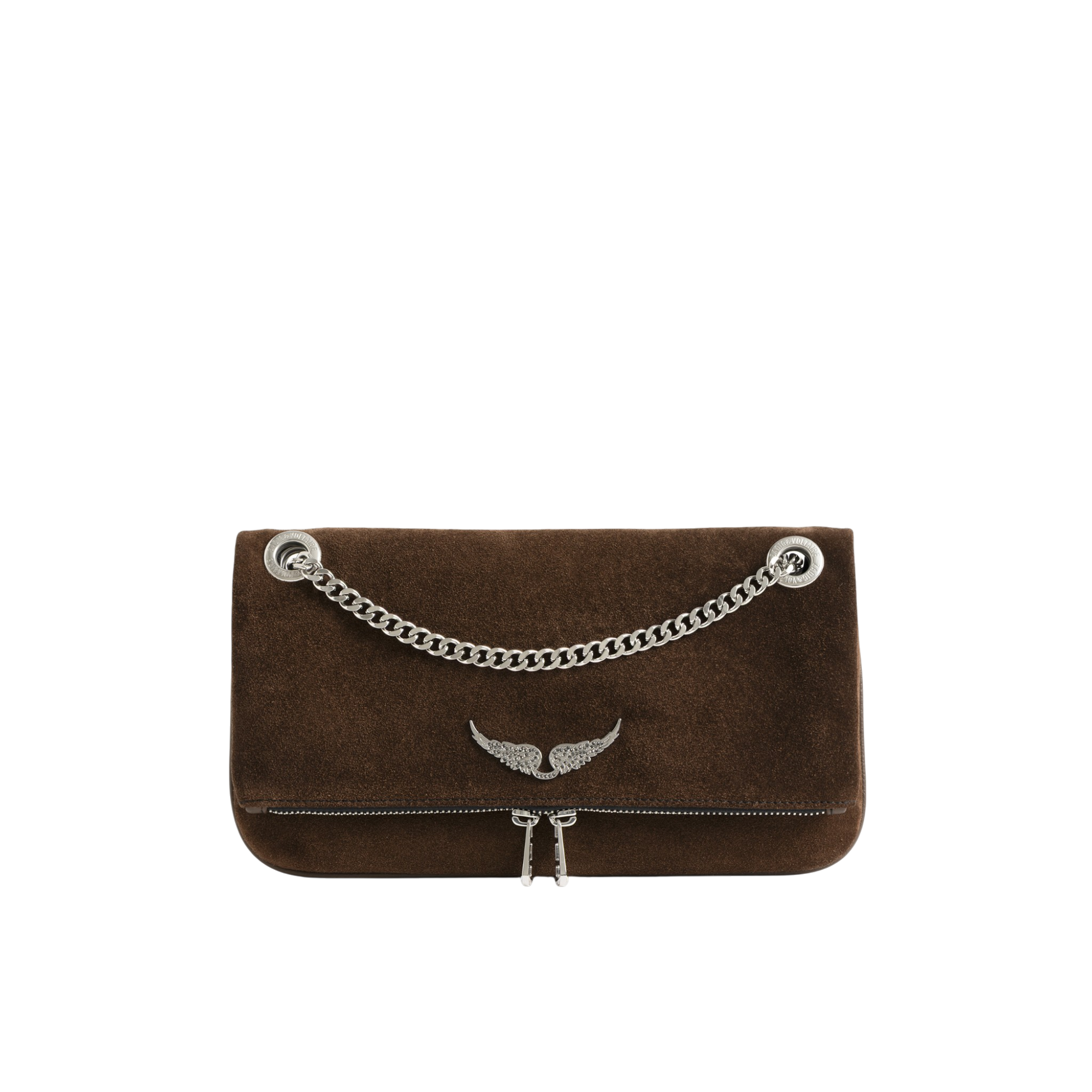 Rock II Suede Leather Clutch - Wood Brown
