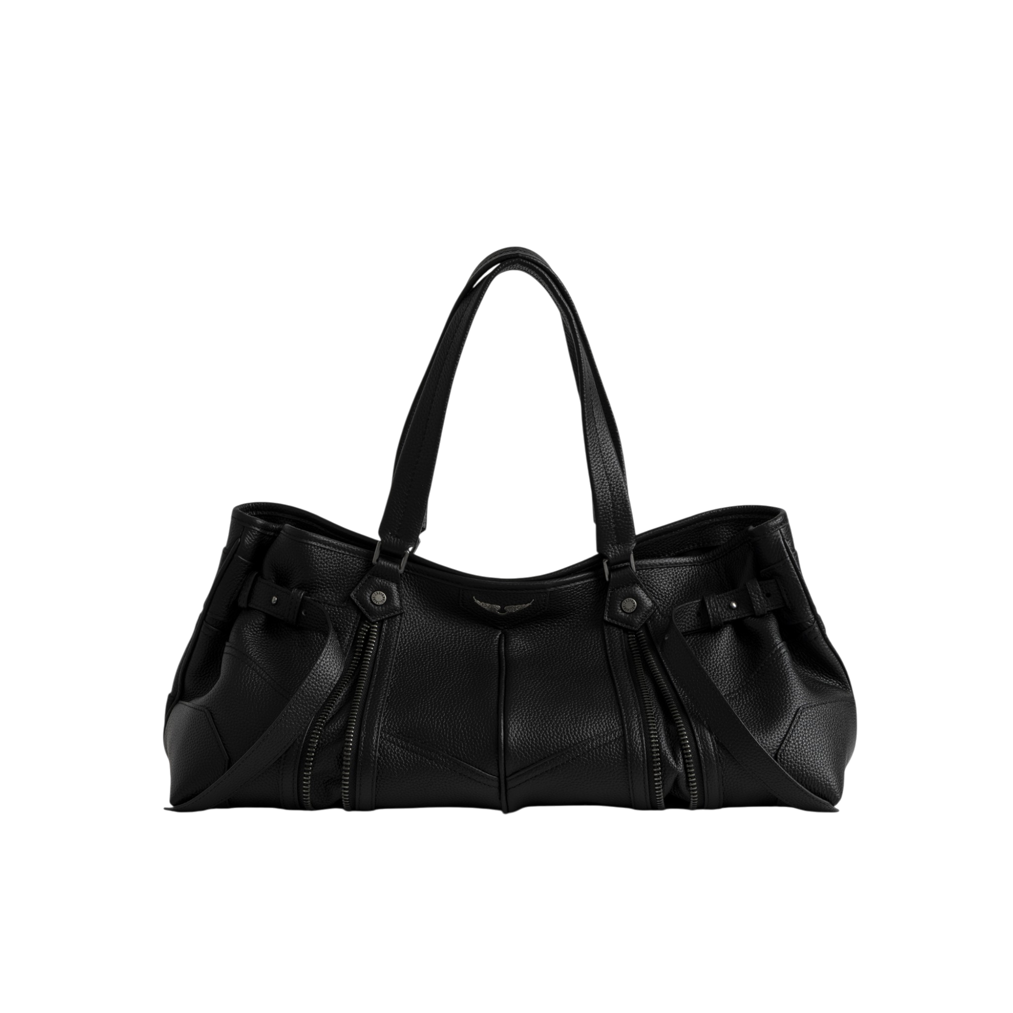 Sunny Shopper Grained Leather Bag - Black