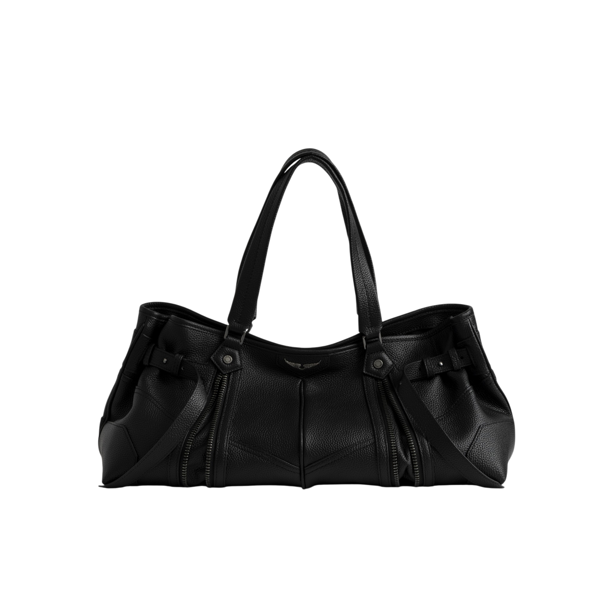 Sunny Shopper Grained Leather Bag - Black