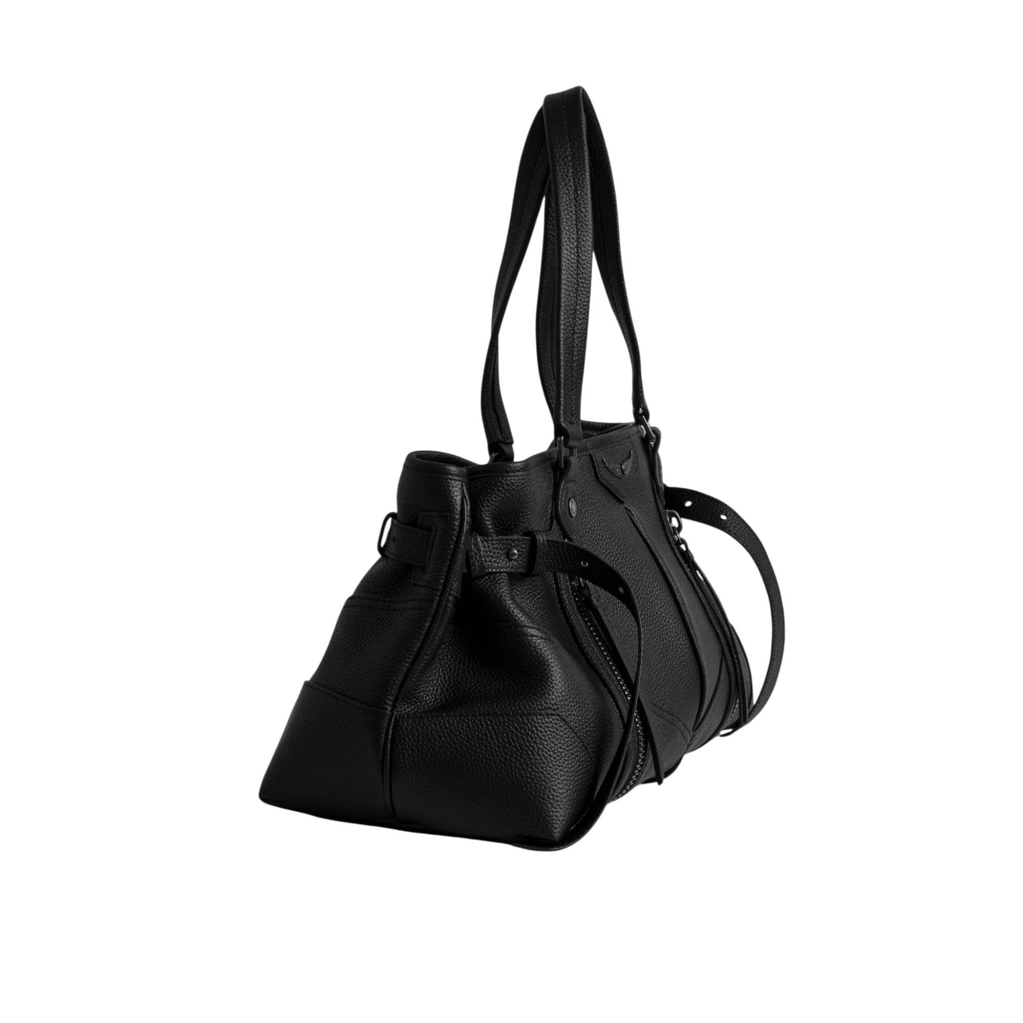 Sunny Shopper Grained Leather Bag - Black