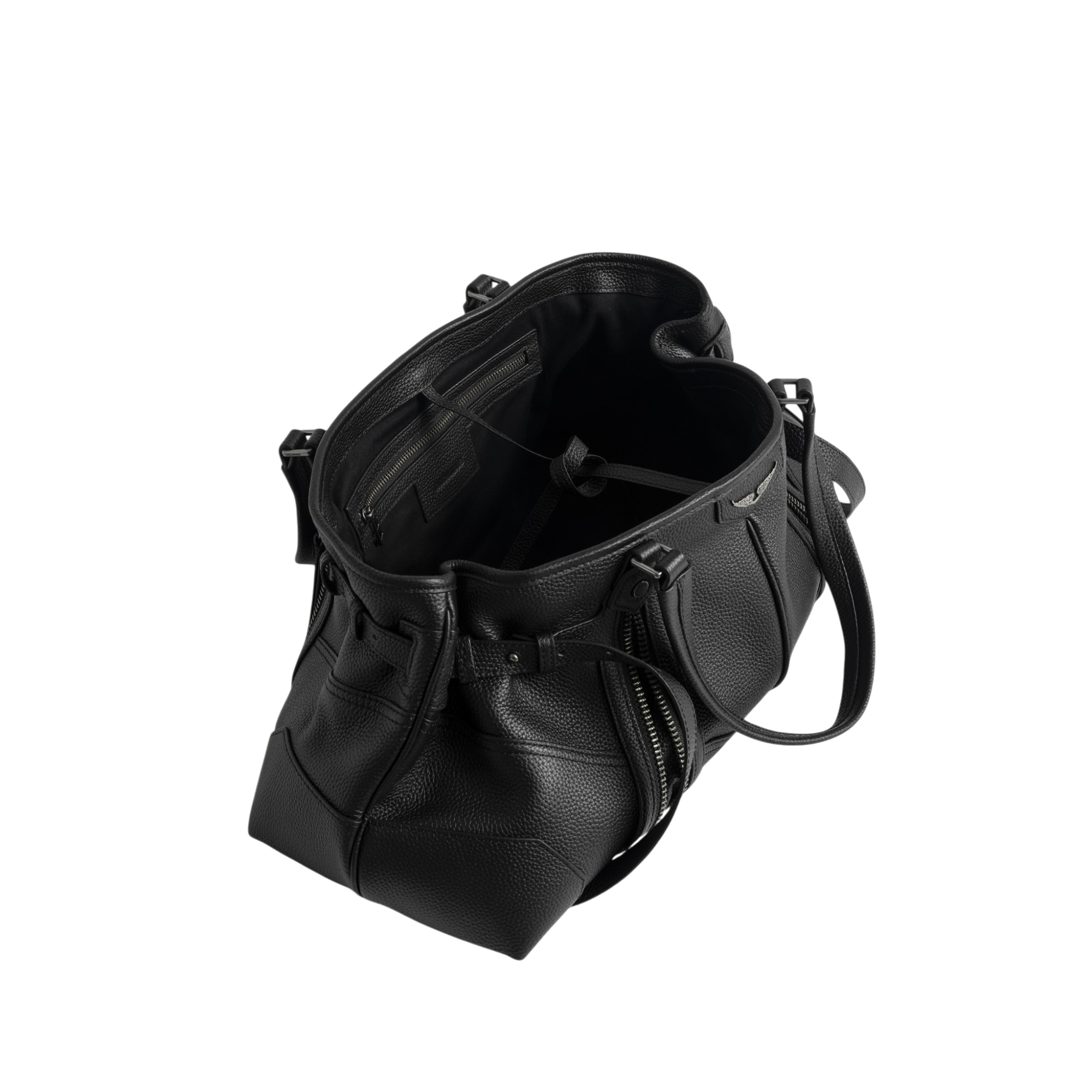 Sunny Shopper Grained Leather Bag - Black