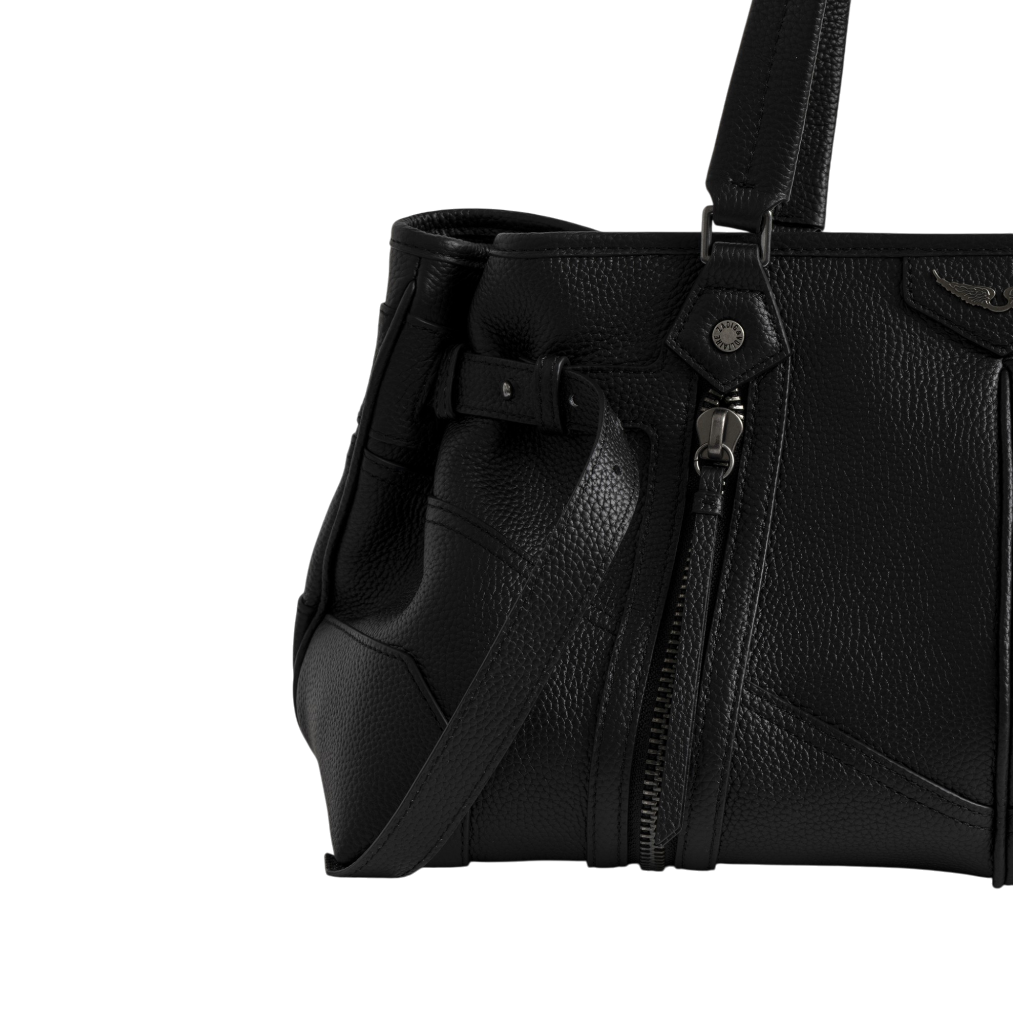 Sunny Shopper Grained Leather Bag - Black