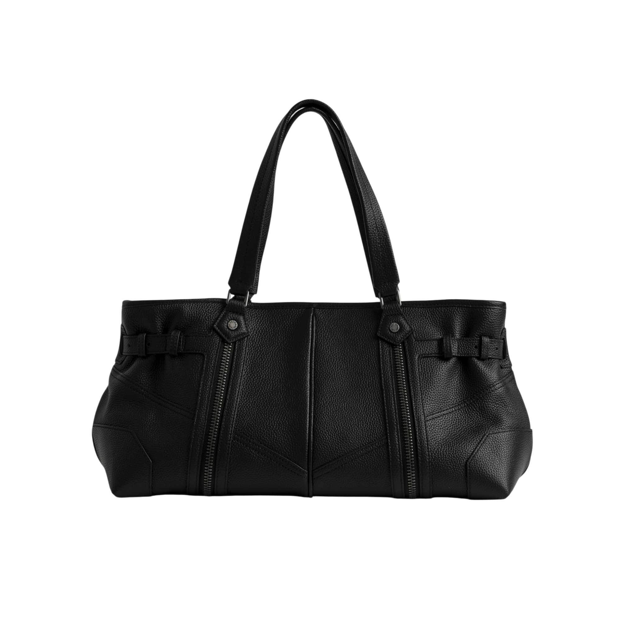Sunny Shopper Grained Leather Bag - Black