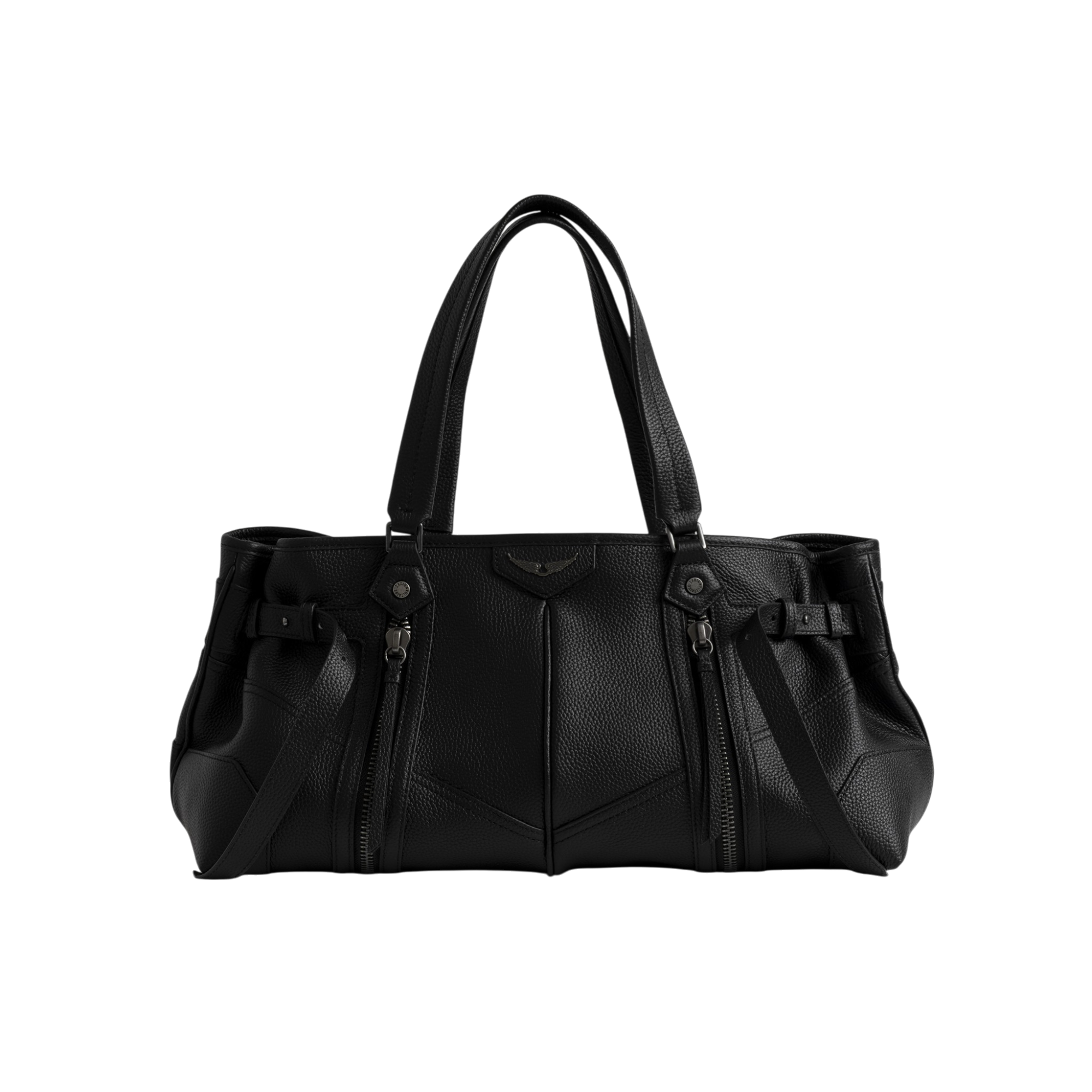 Sunny Shopper Grained Leather Bag - Black