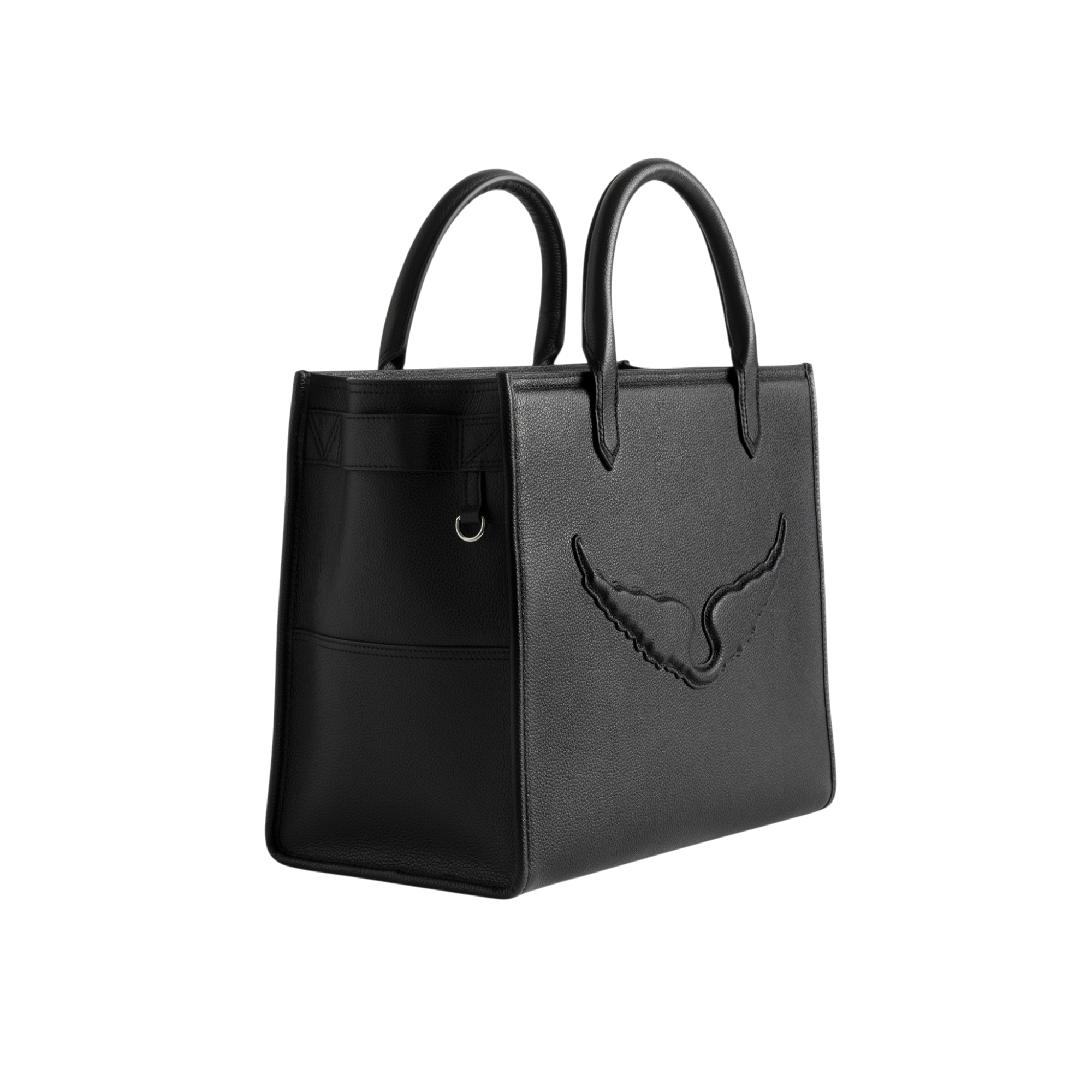 Angel Tote Grained Leather Bag - Black