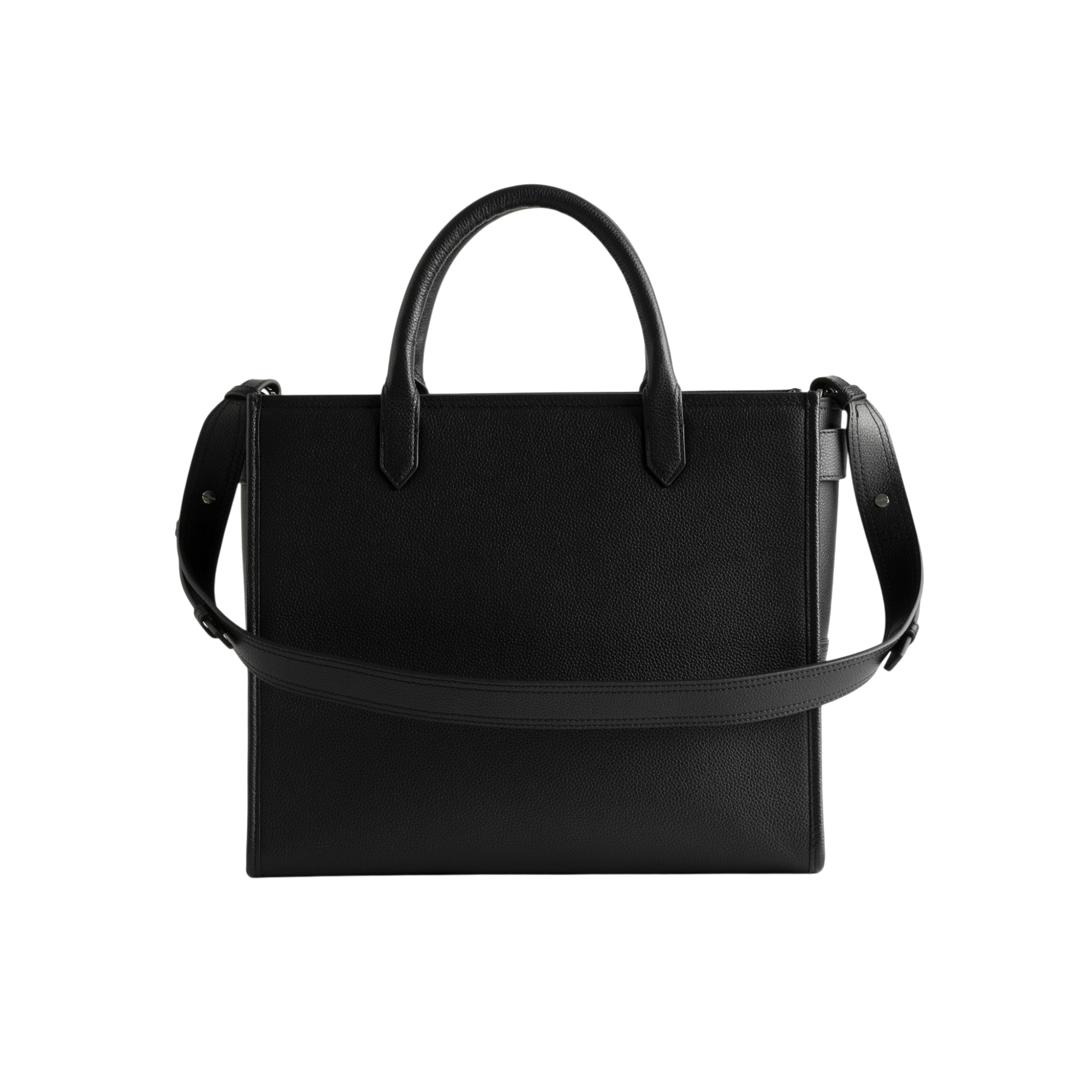 Angel Tote Grained Leather Bag - Black