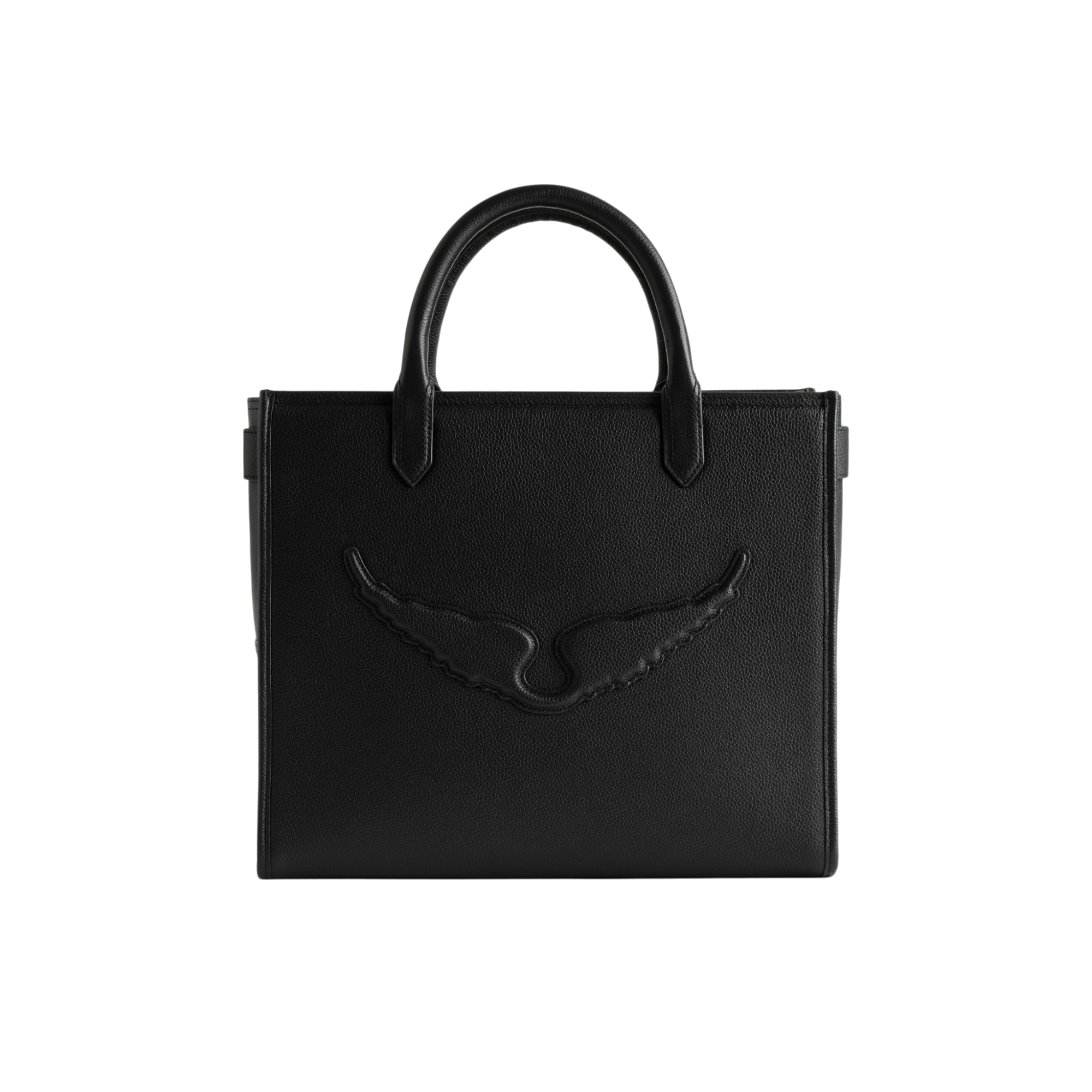 Angel Tote Grained Leather Bag - Black